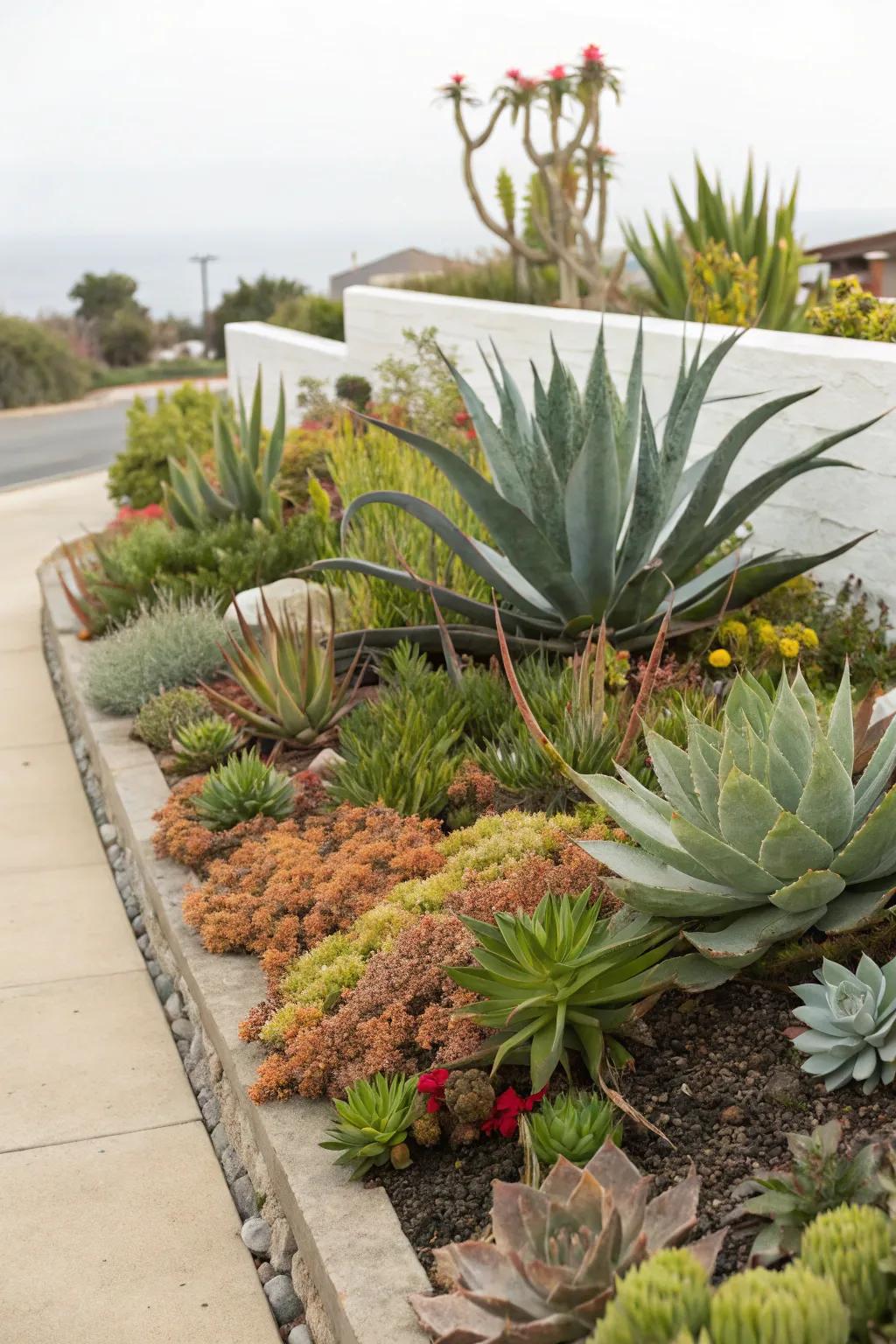 Enhance your agave with a variety of succulents for a lush effect.