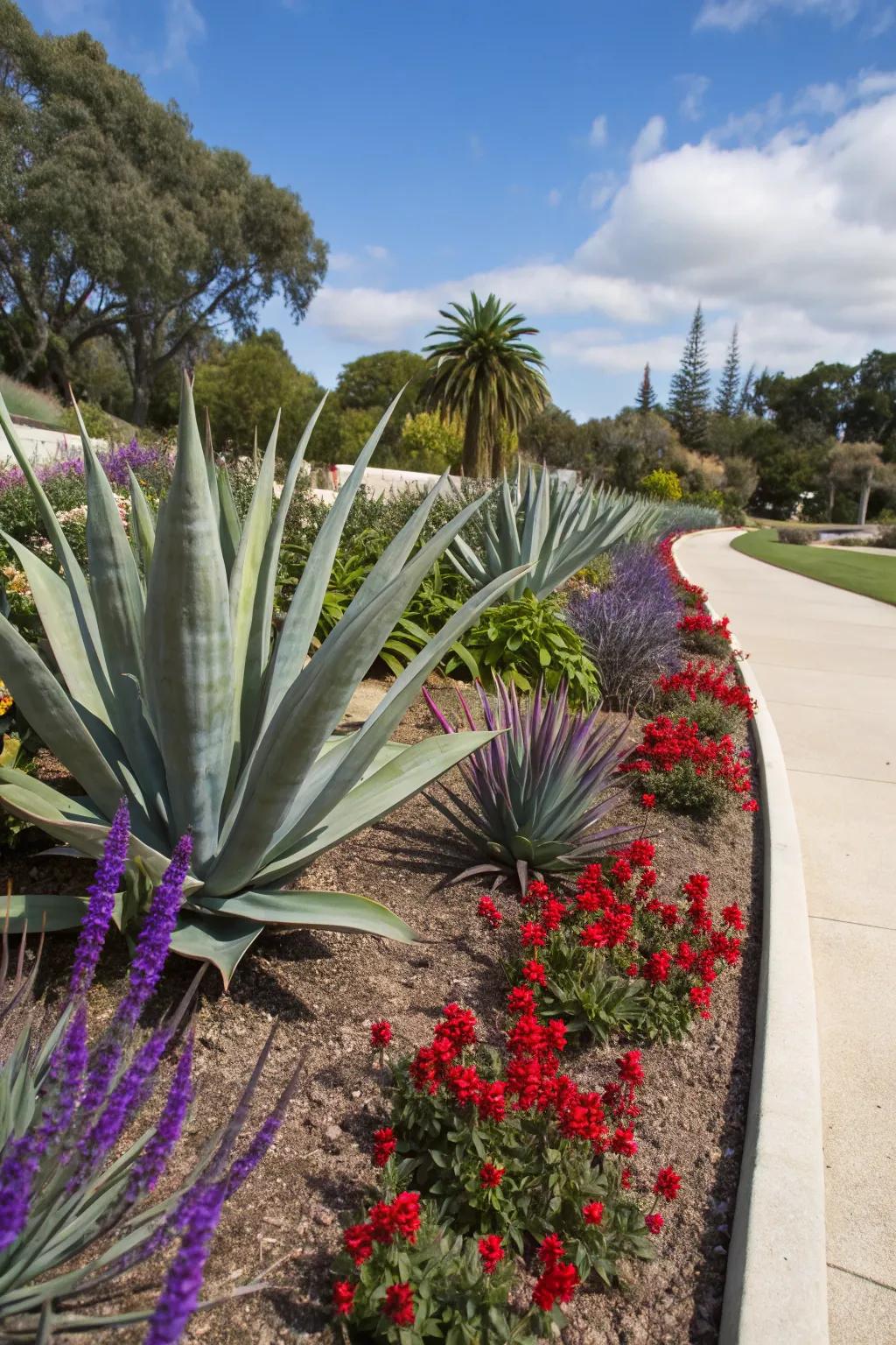 Add a pop of color with contrasting plants.