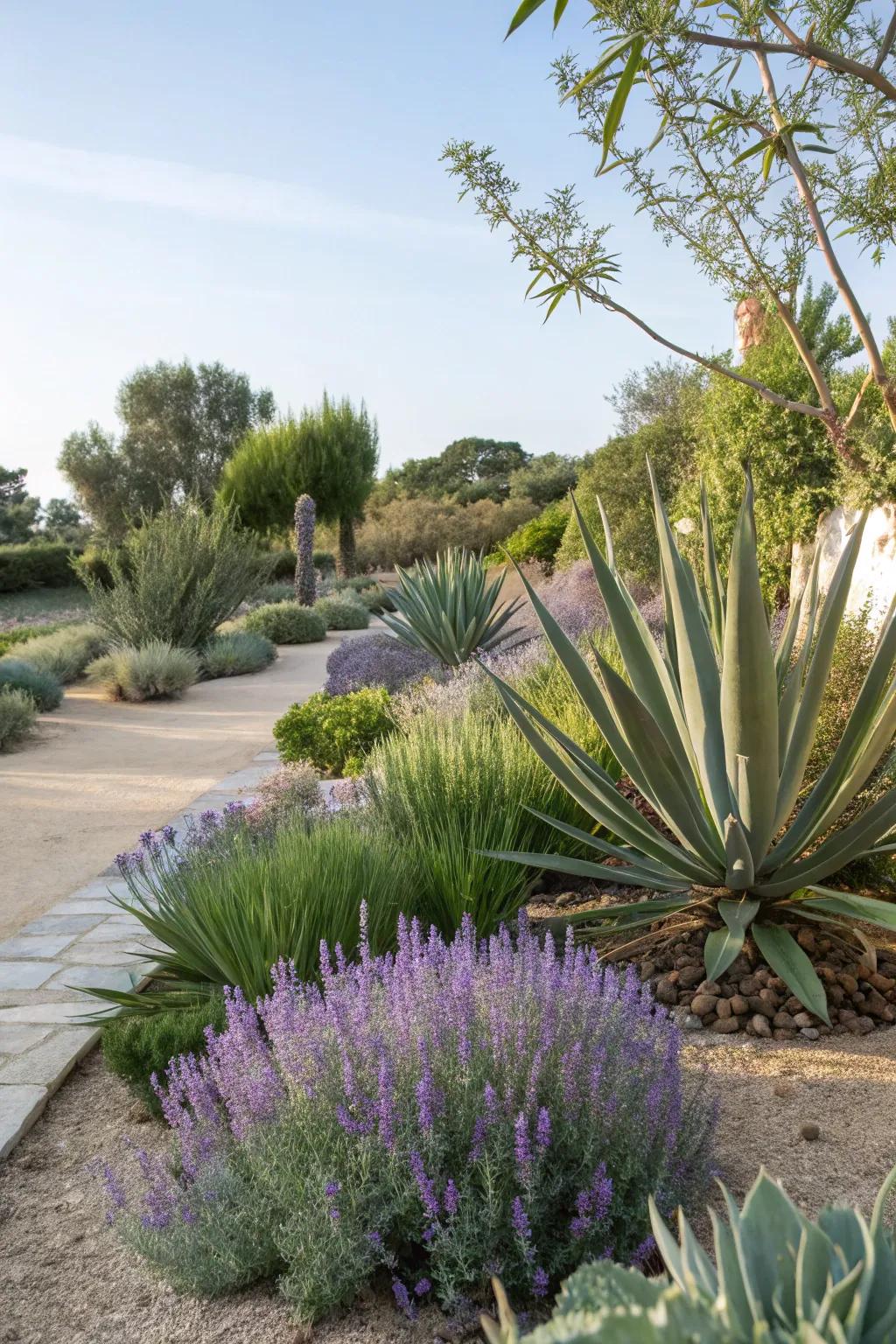 Balance sharp lines with softer plants.