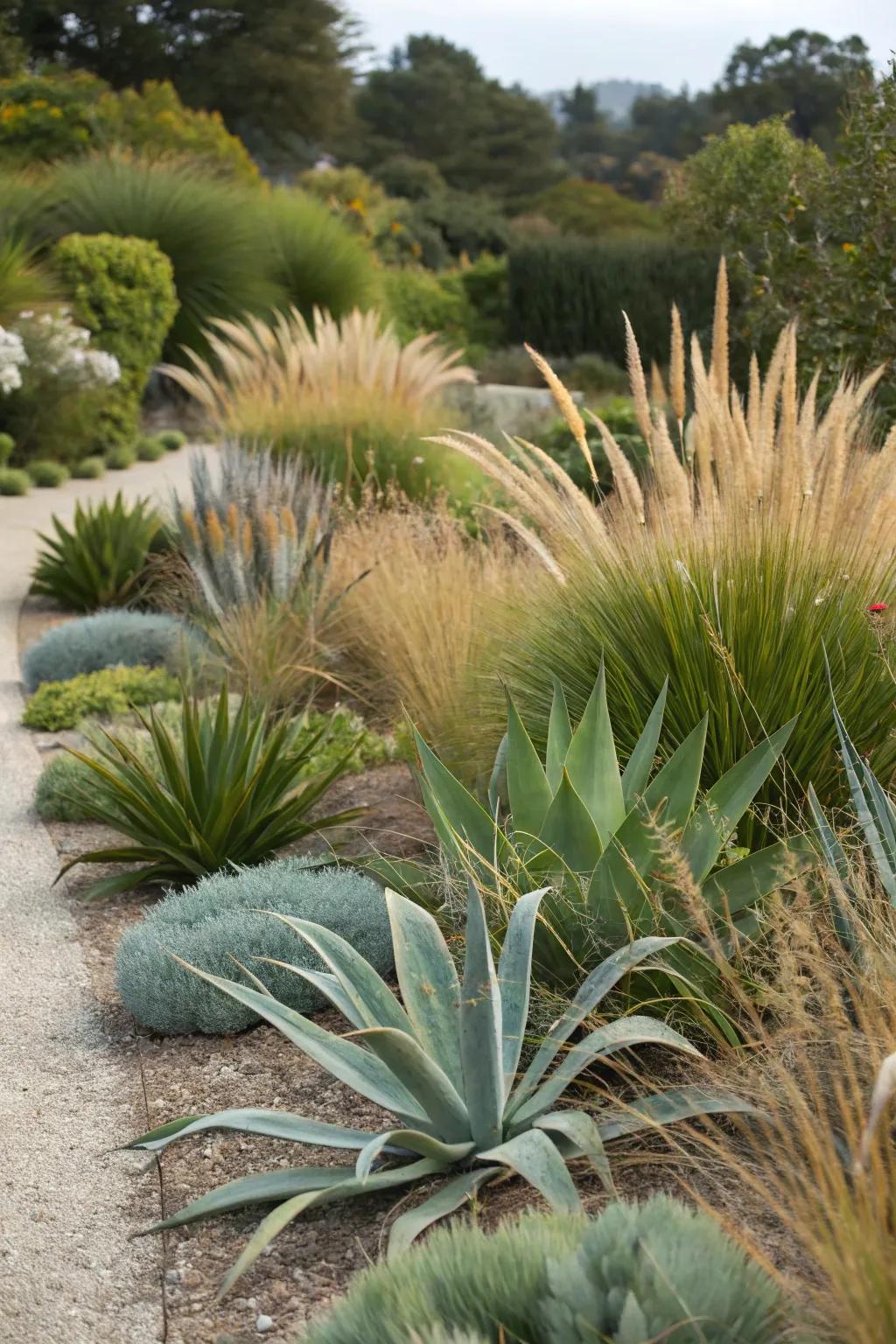 Add movement with ornamental grasses.