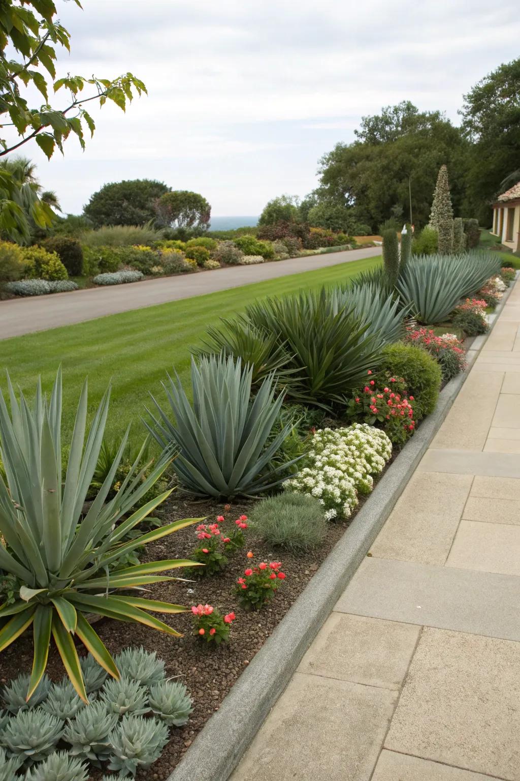 Define spaces with agave borders.
