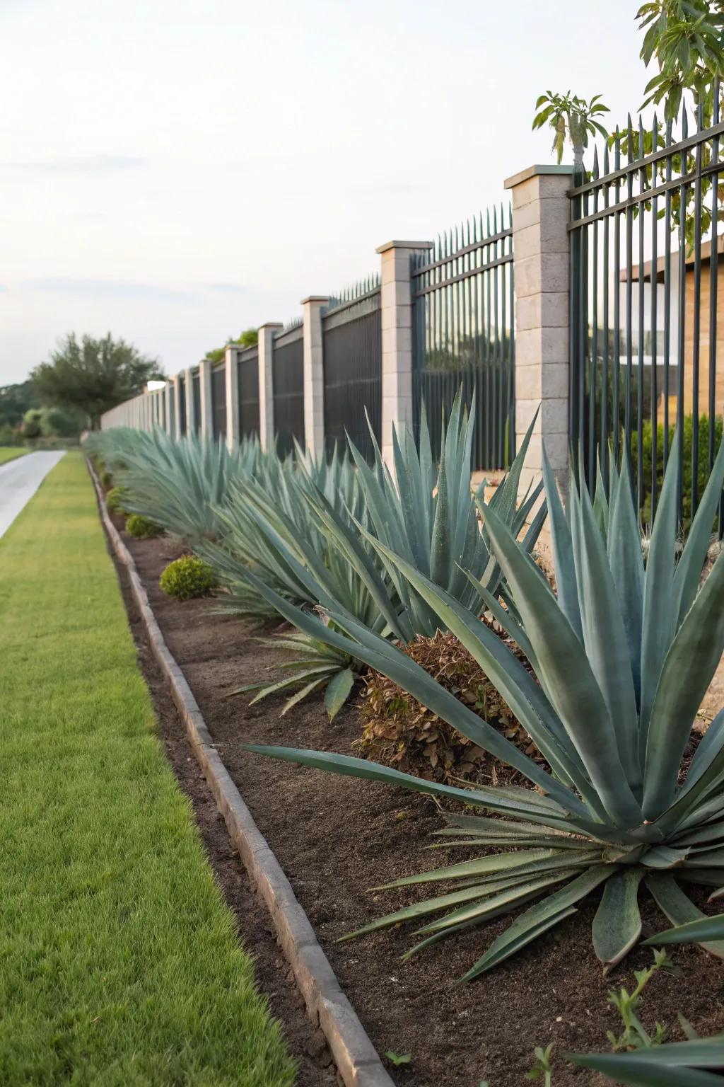 Create privacy with dense agave plantings.