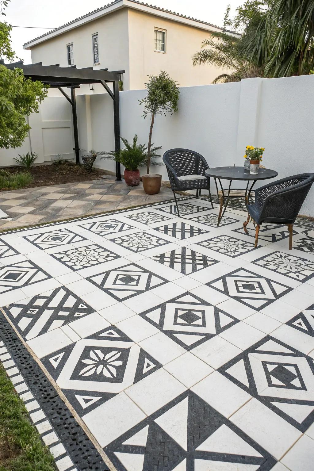 Geometric patterns bring a chic, modern flair to any outdoor space.