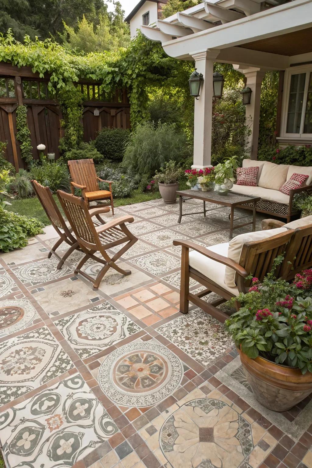 Vintage tile effects add timeless charm and elegance.