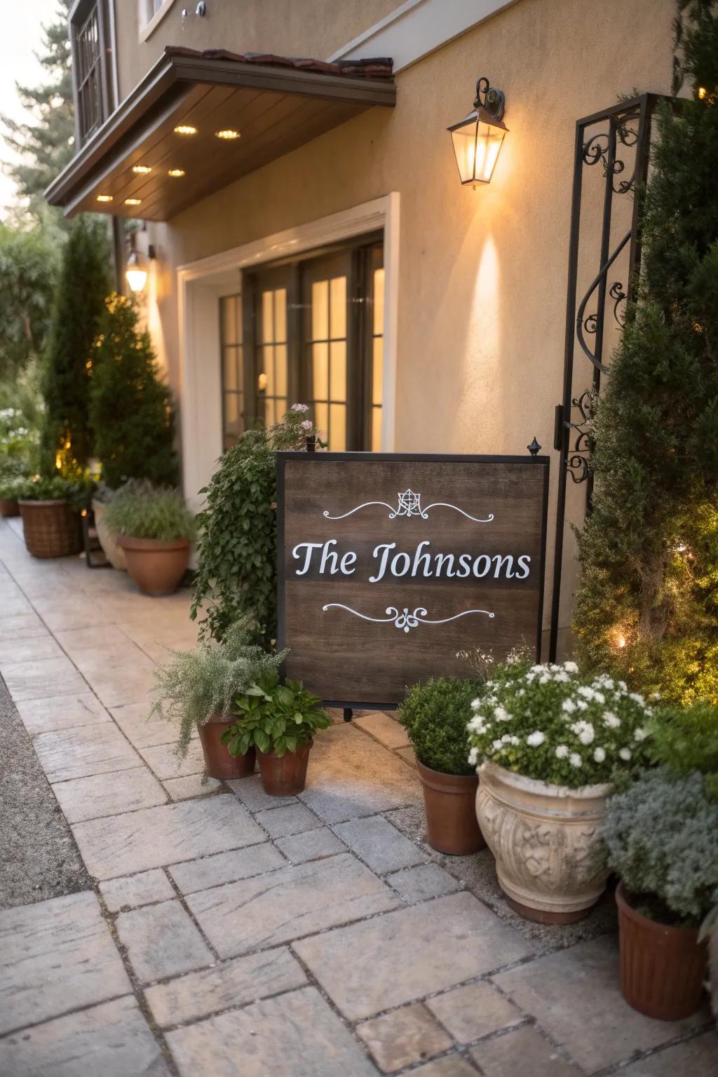 Add a personal touch with a family name sign.