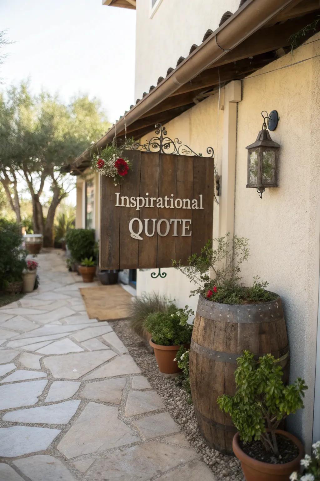 Add charm with a rustic wooden sign featuring your favorite quote.
