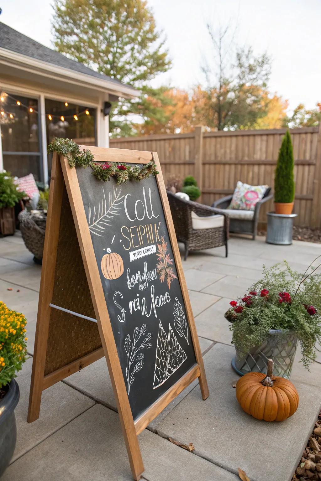 Get creative with a customizable chalkboard sign.