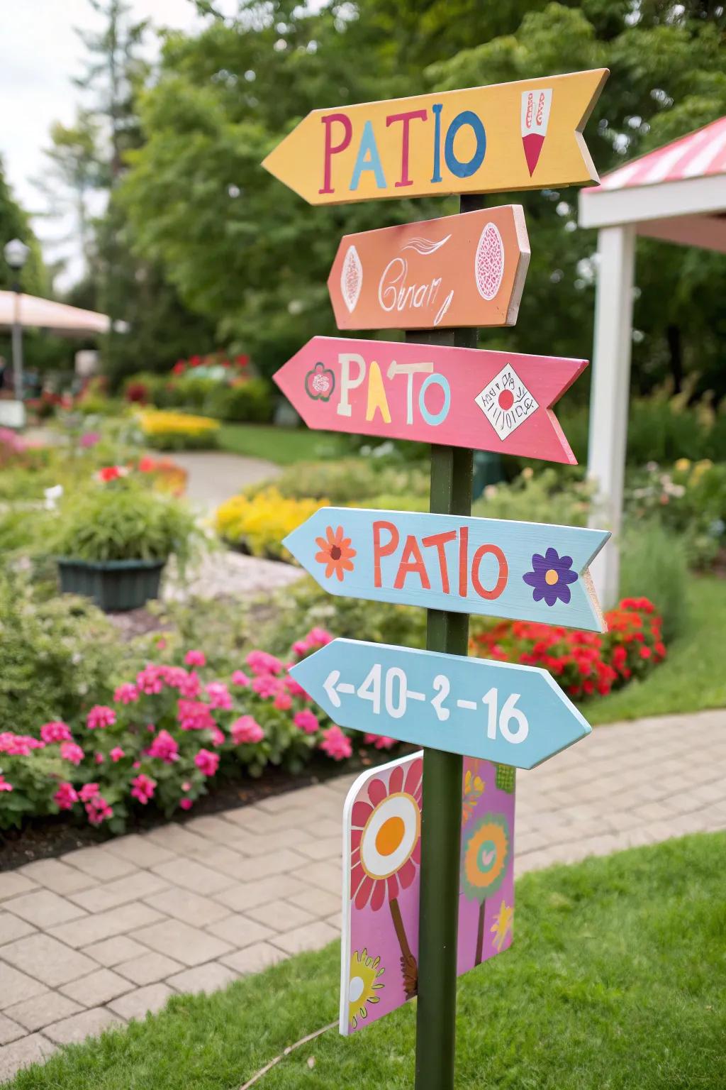 Guide guests with a charming directional arrow sign.