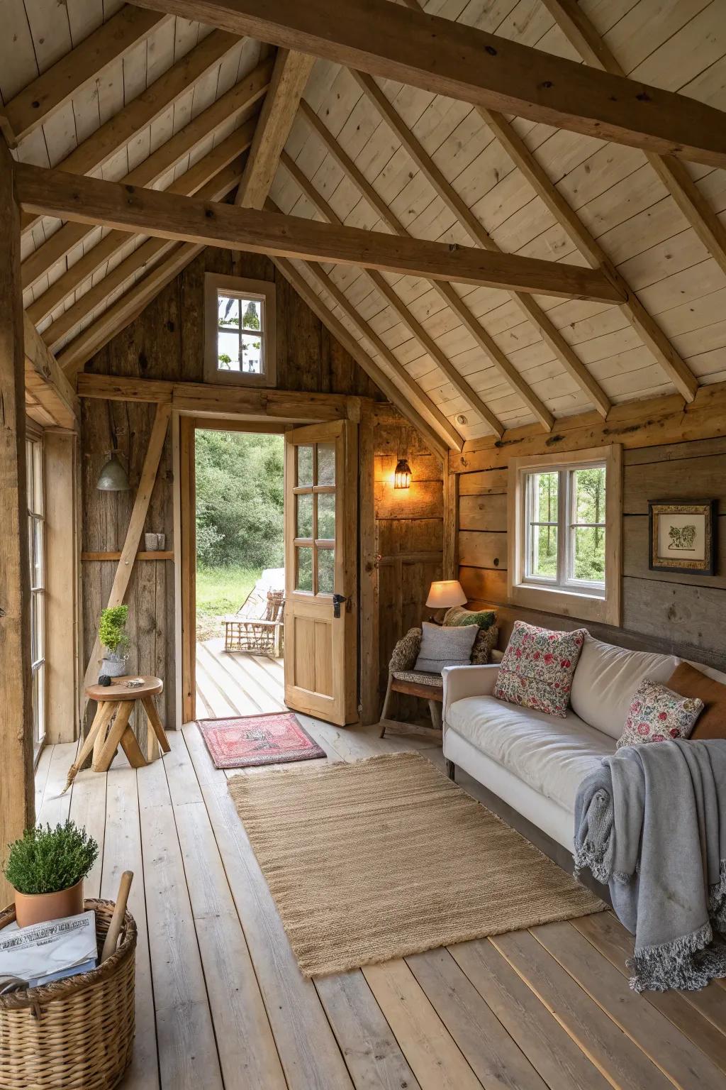Rustic vibes enhance the cozy feel of the space.