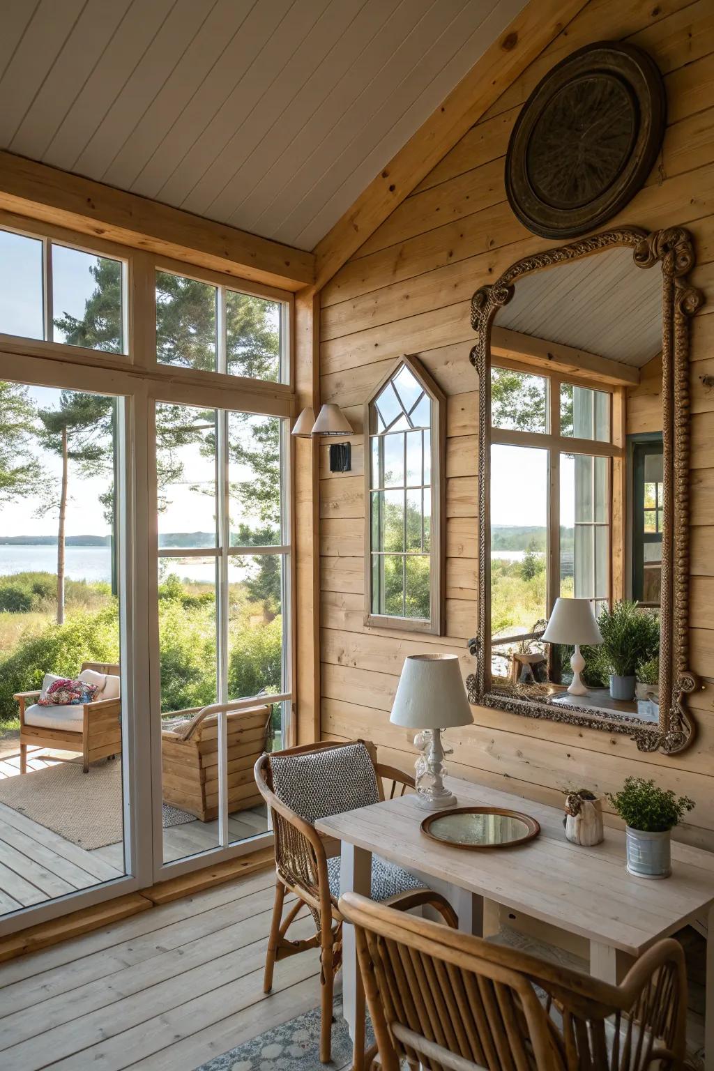 Mirrors create the illusion of more space and light.