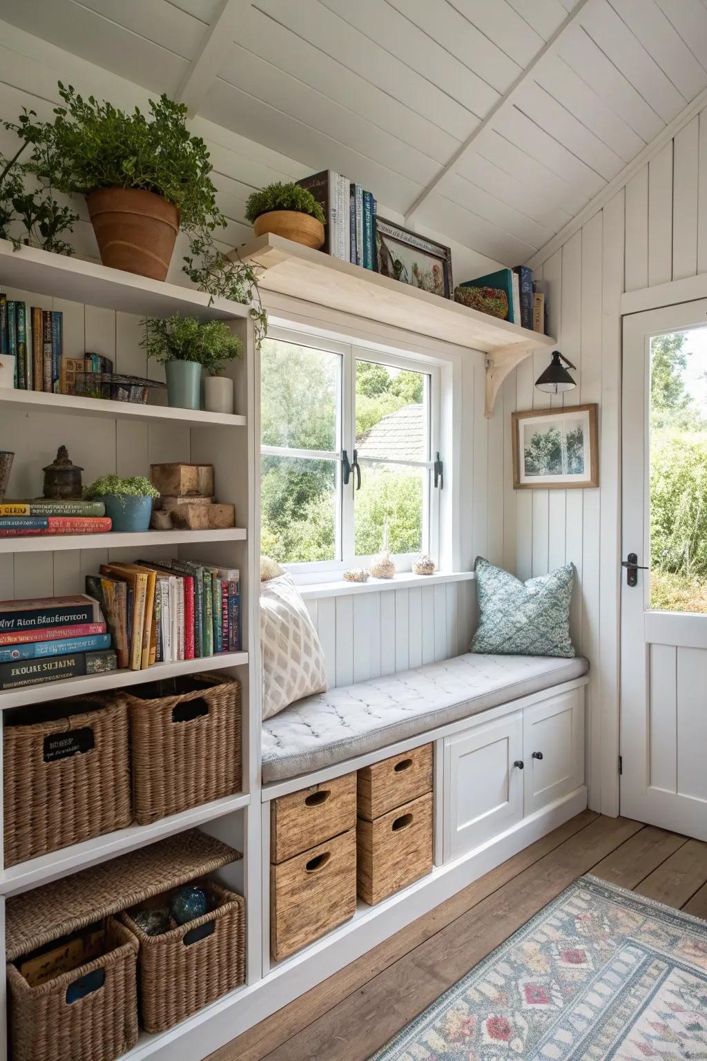 Clever storage solutions keep everything organized.