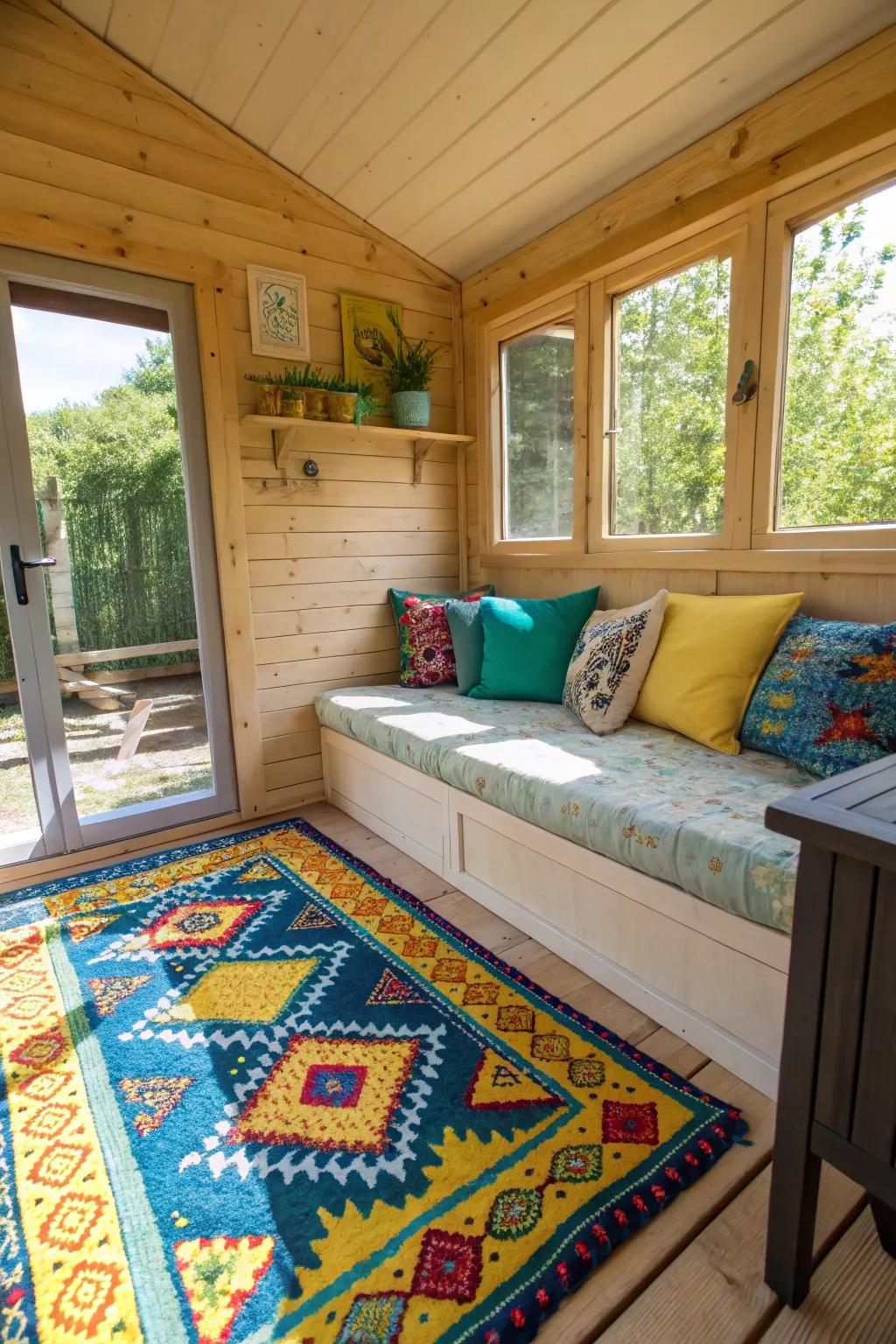 A pop of color adds life and vibrancy to the space.