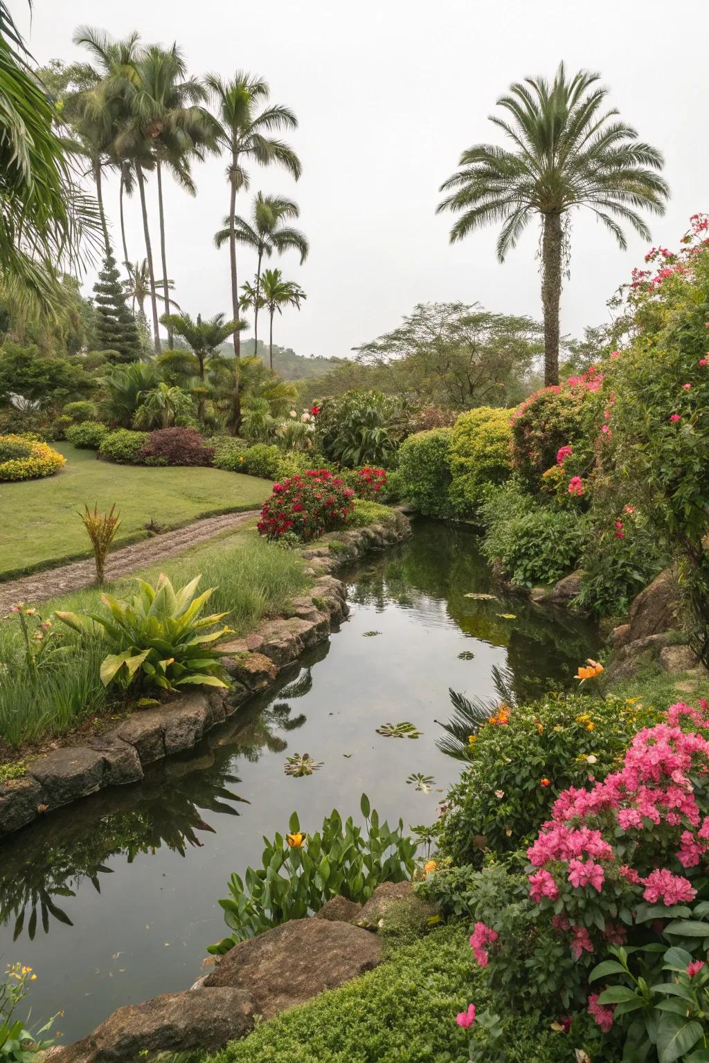 Water features bring a sense of tranquility.