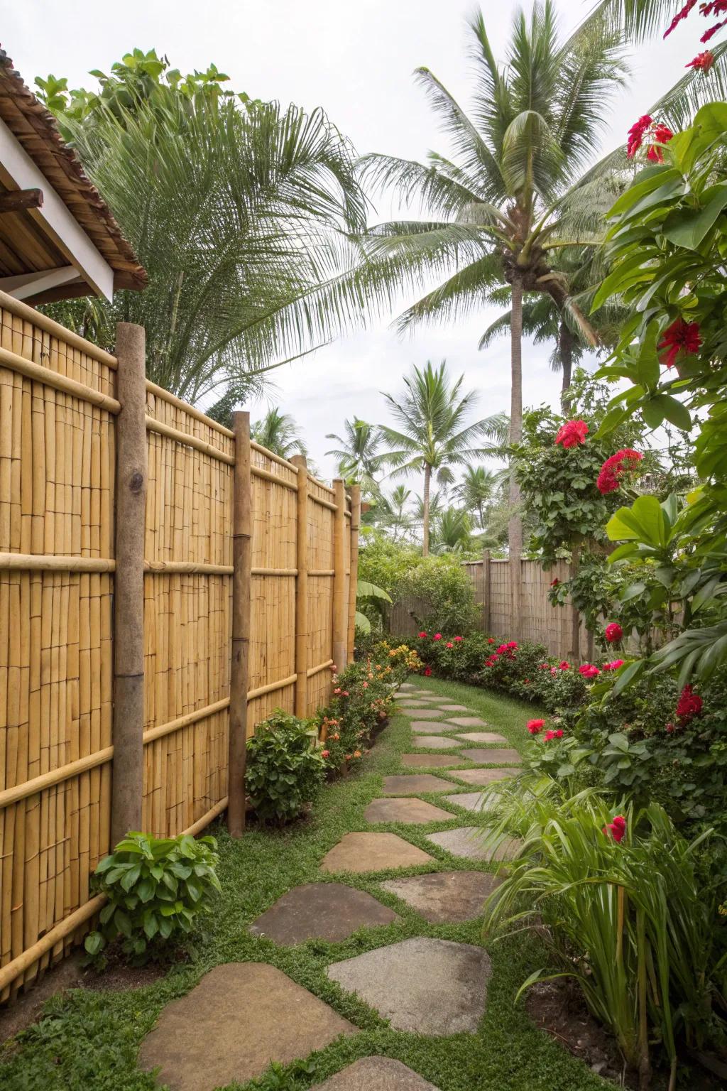 Bamboo fencing adds privacy and a tropical vibe.