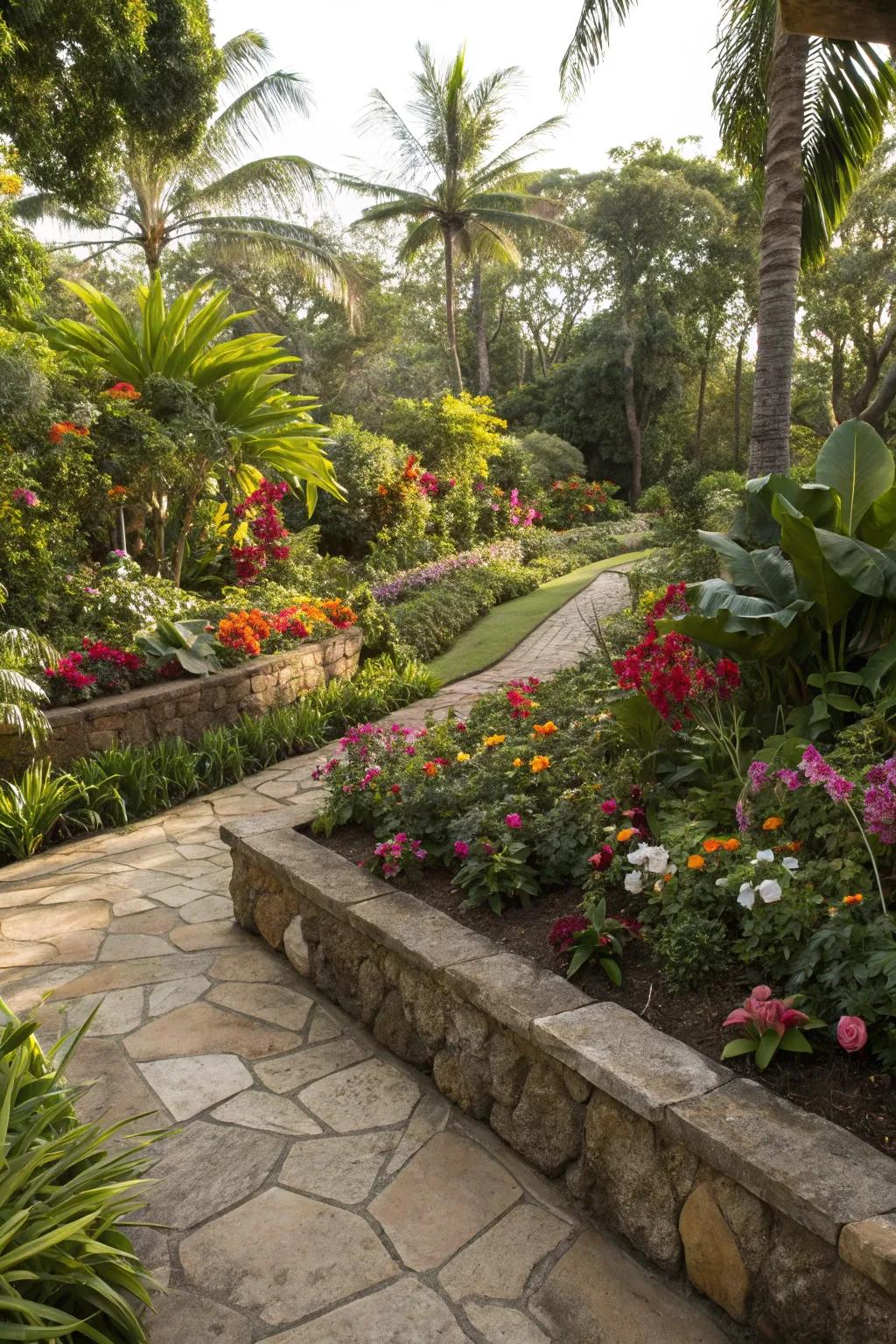 Stone borders add structure and elegance to gardens.