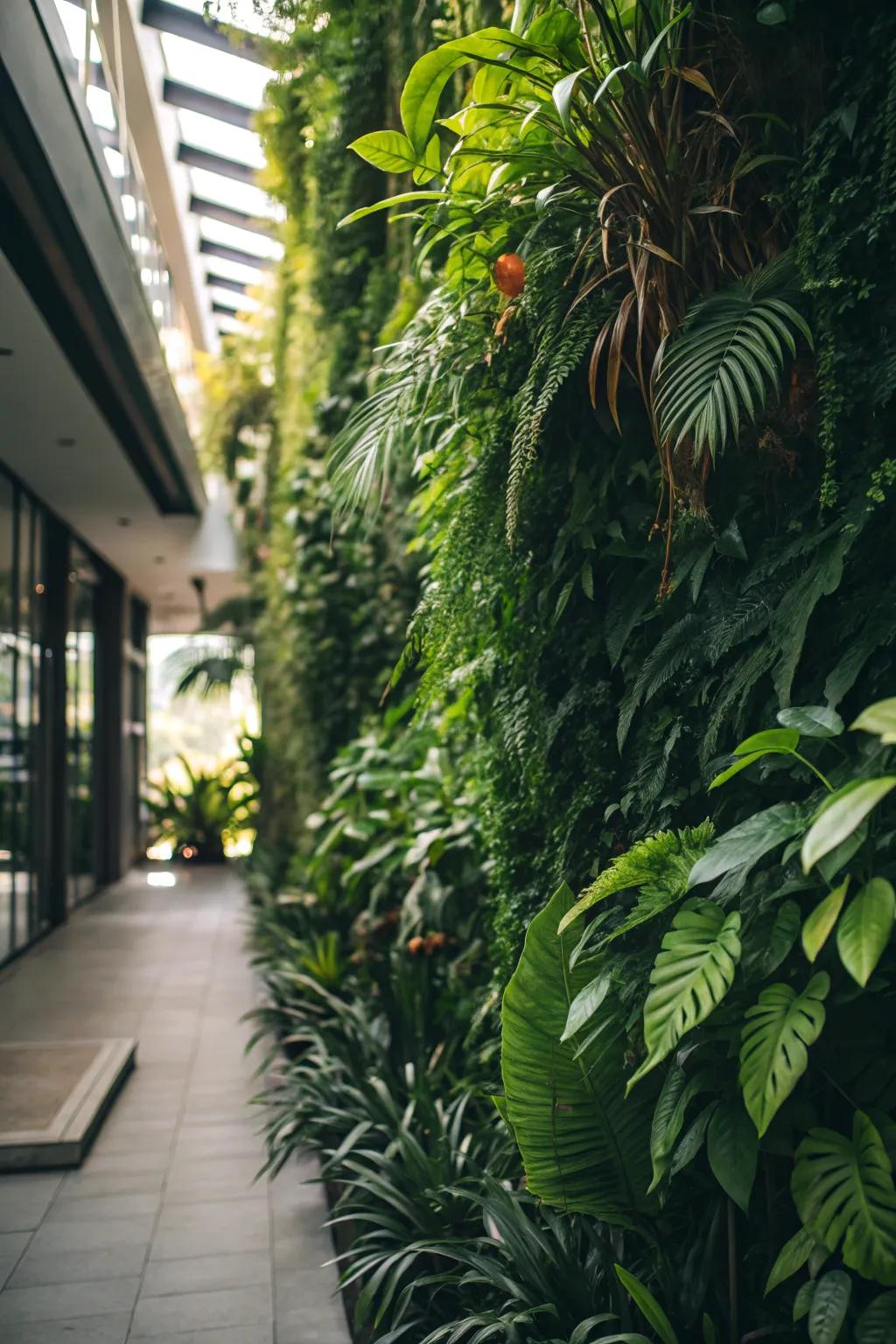 Vertical gardens maximize greenery in small spaces.