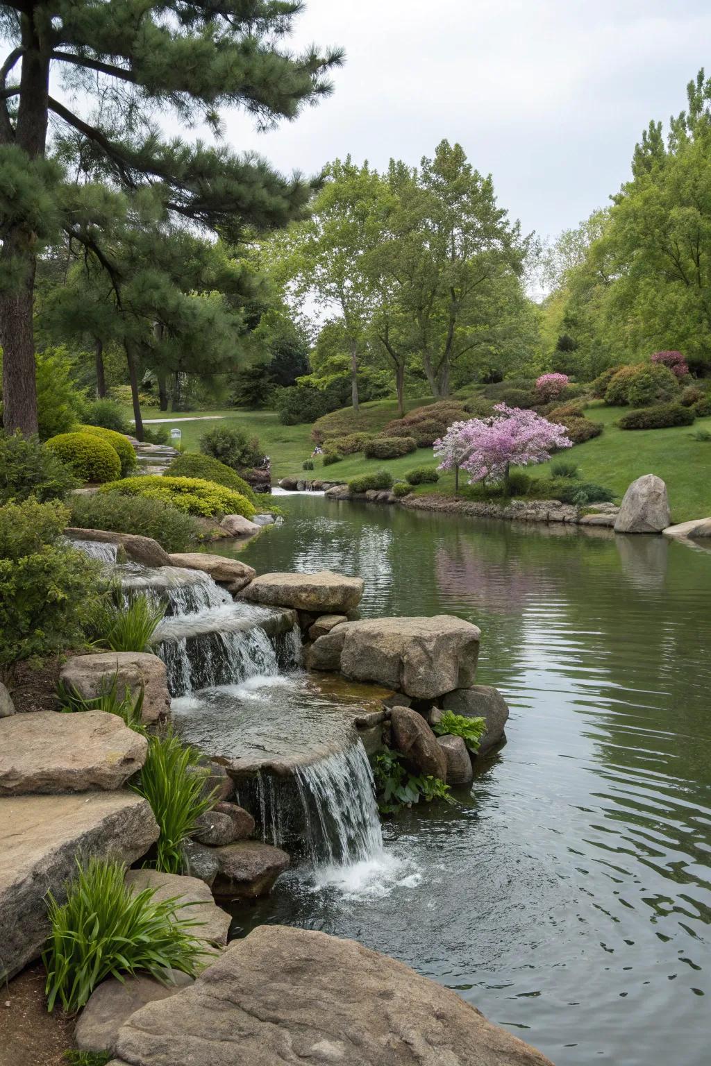 Water features bring tranquility and charm to your lakeside retreat.