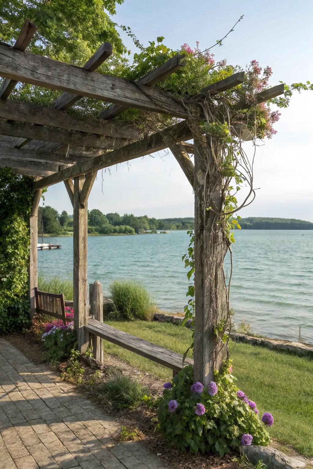 Pergolas offer shade and charm to your lakeside outdoor spaces.