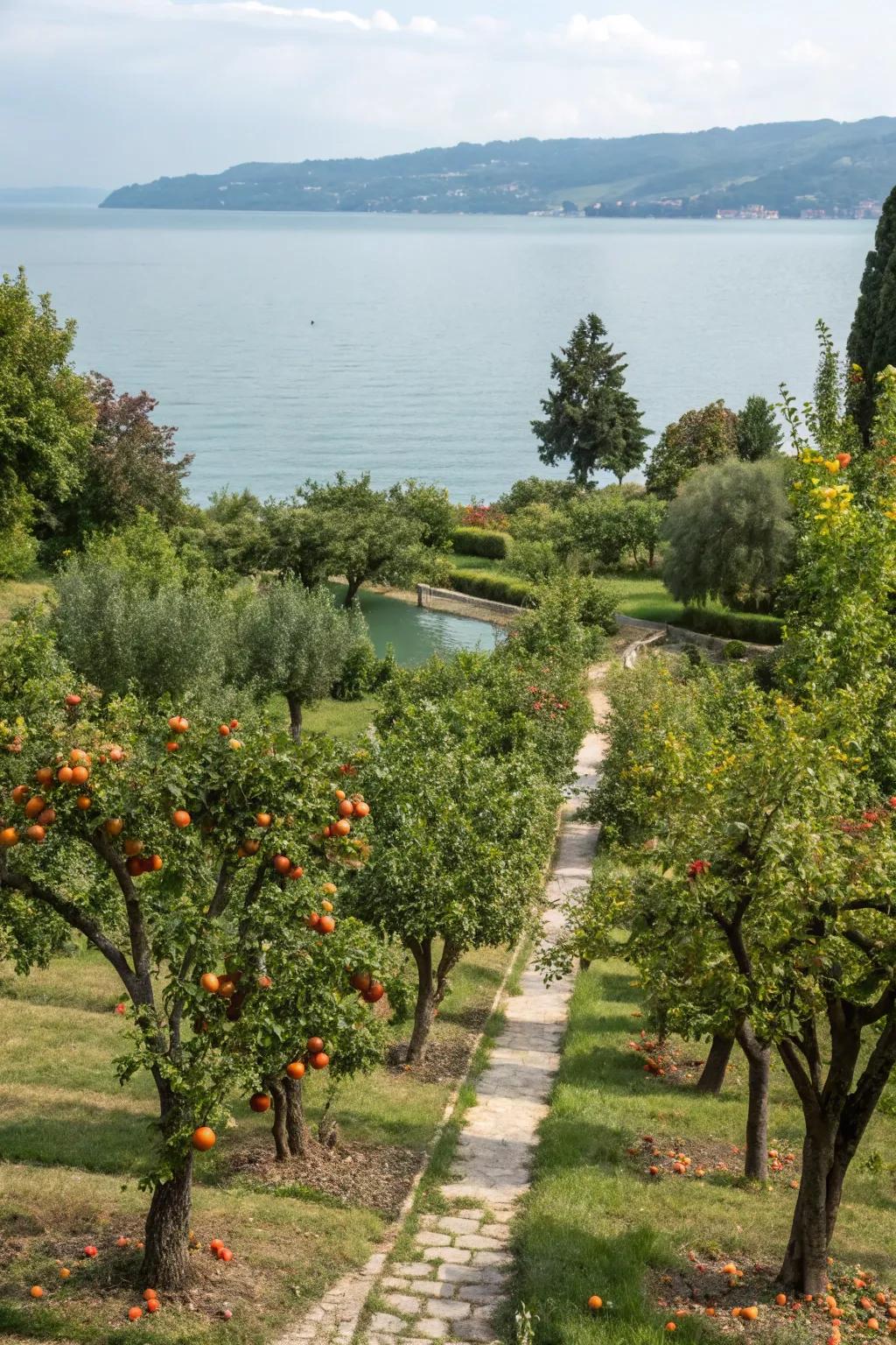 Fruit trees add beauty, shade, and delicious rewards to your lakeshore garden.