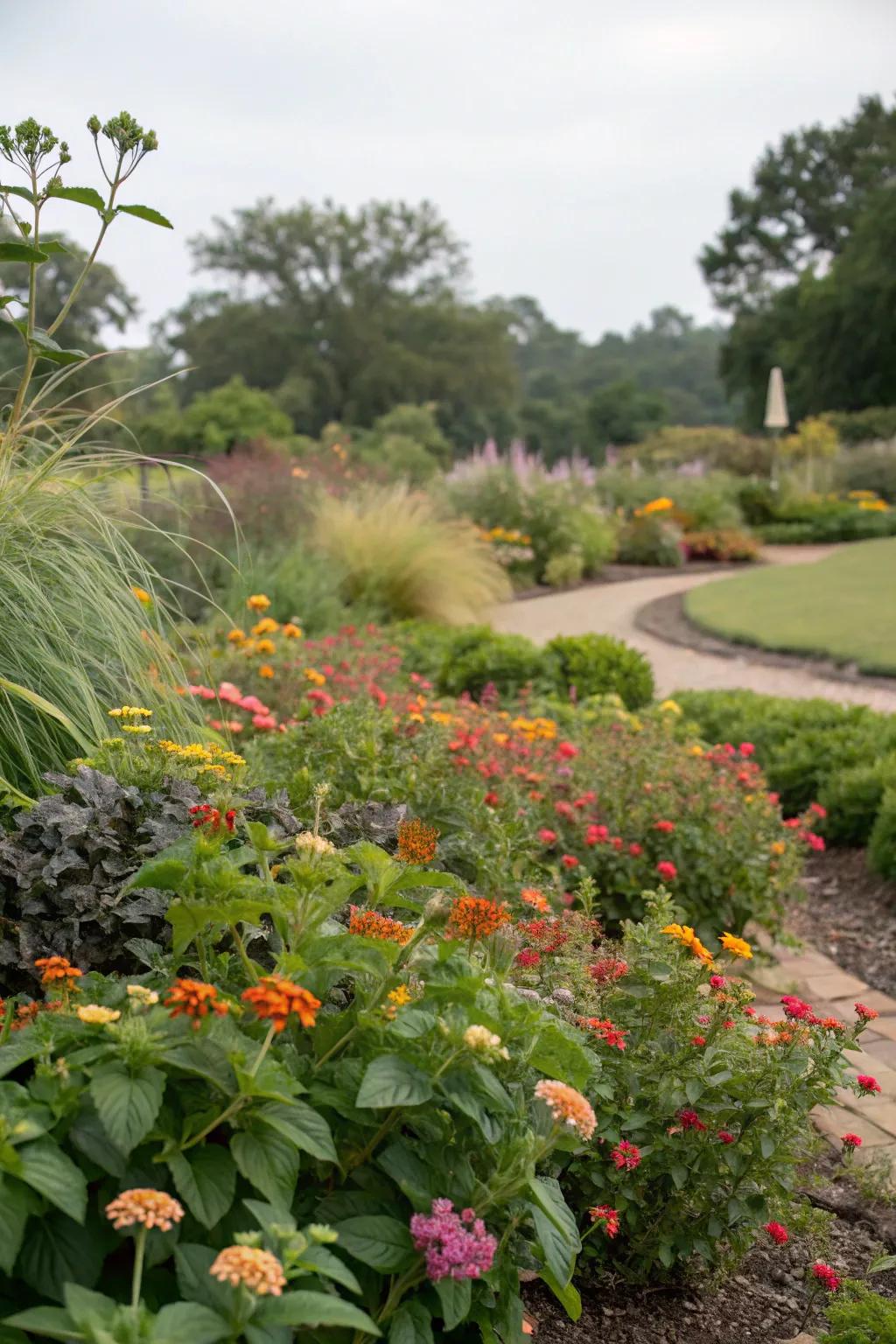 Lantana adds vibrancy to an eclectic garden mix.
