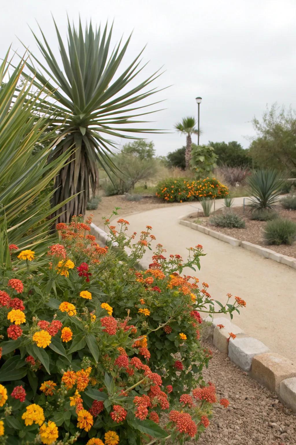 Lantana and yucca stand strong in the summer heat.