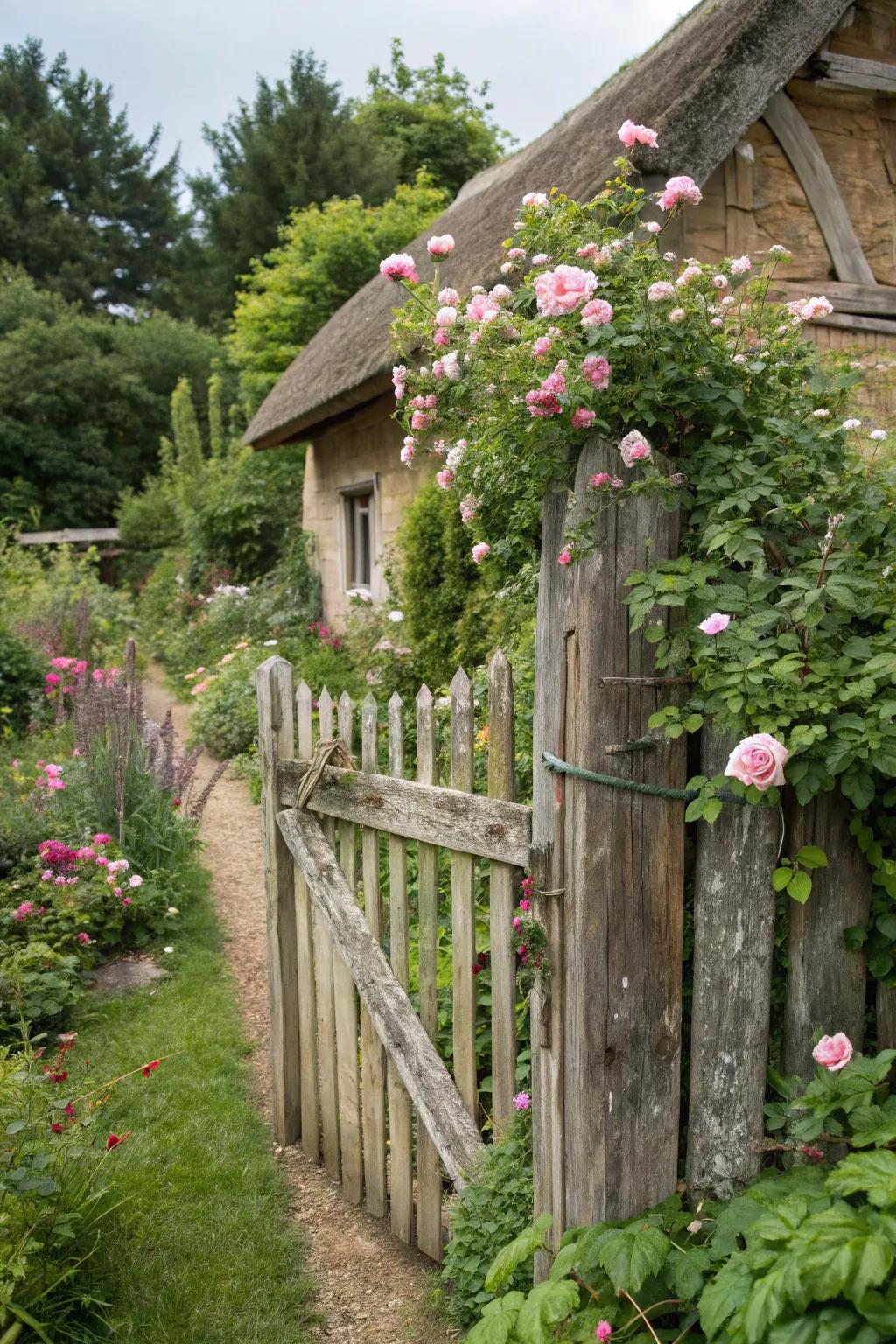 A sustainable reclaimed wood fence full of character.
