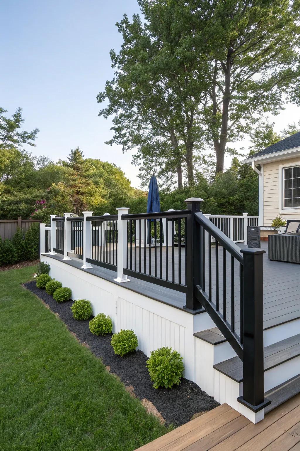 Create a striking look with black and white railings.