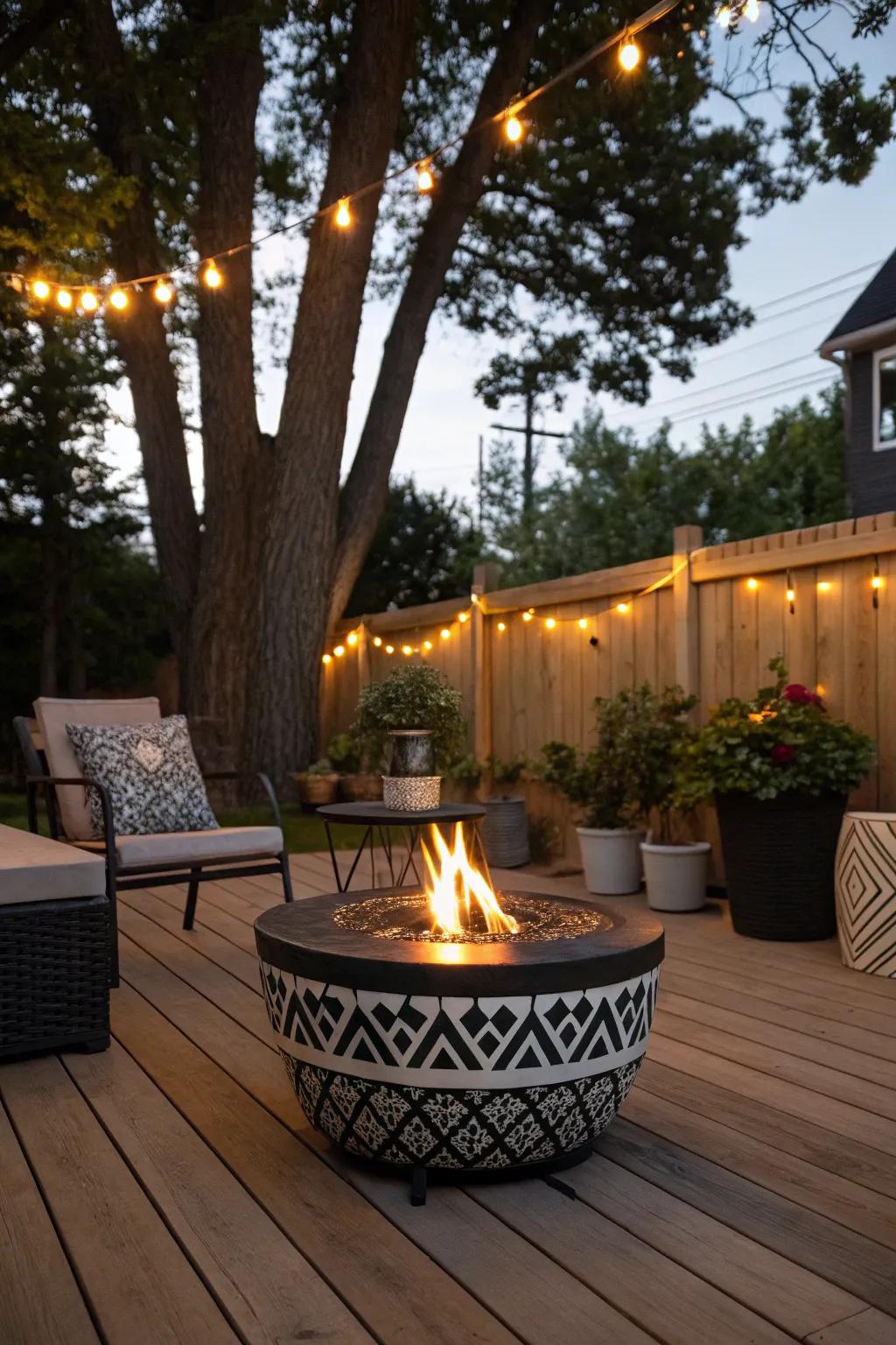 Warm up your space with a cozy fire feature.