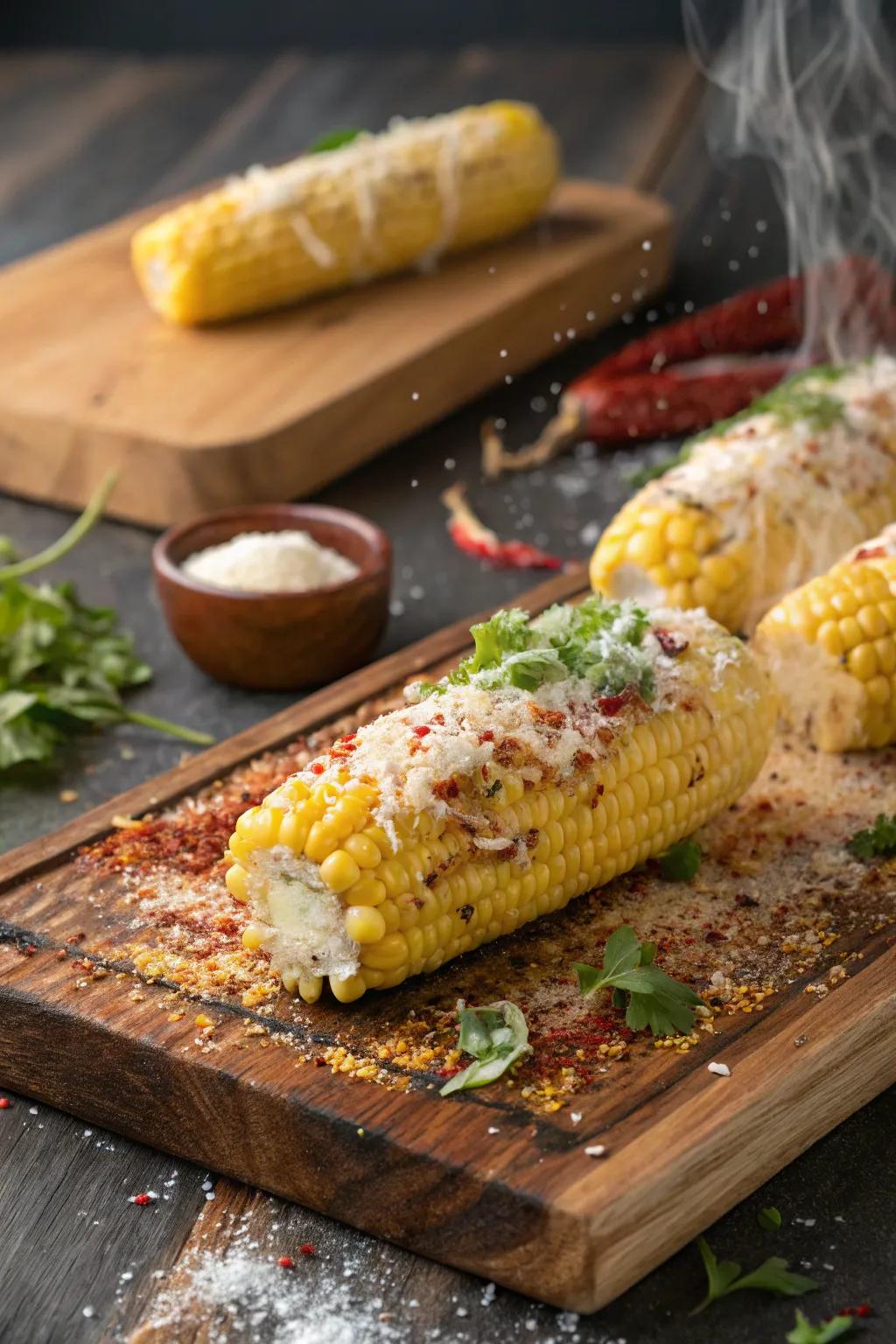 Mexican street corn, a flavorful and fun addition to your grill.