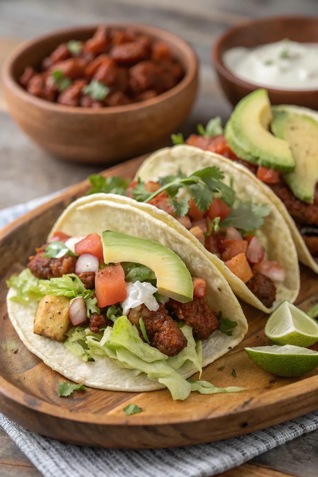 Chorizo and potato tacos, a robust and filling option.