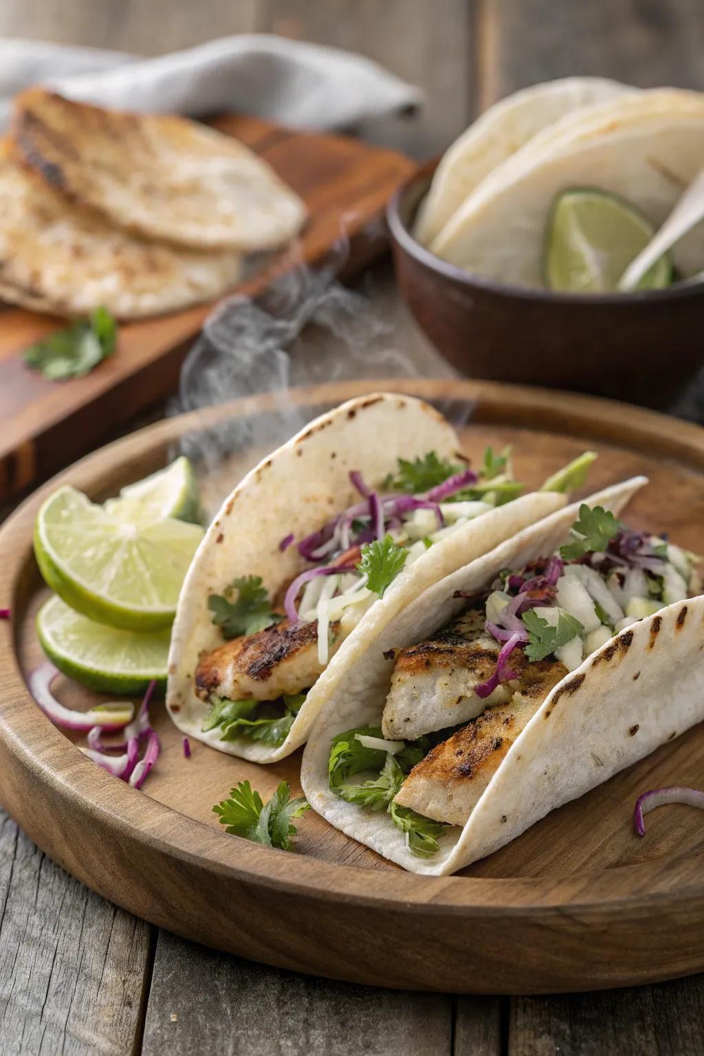Grilled fish tacos, a refreshing option for your Mexican grill menu.
