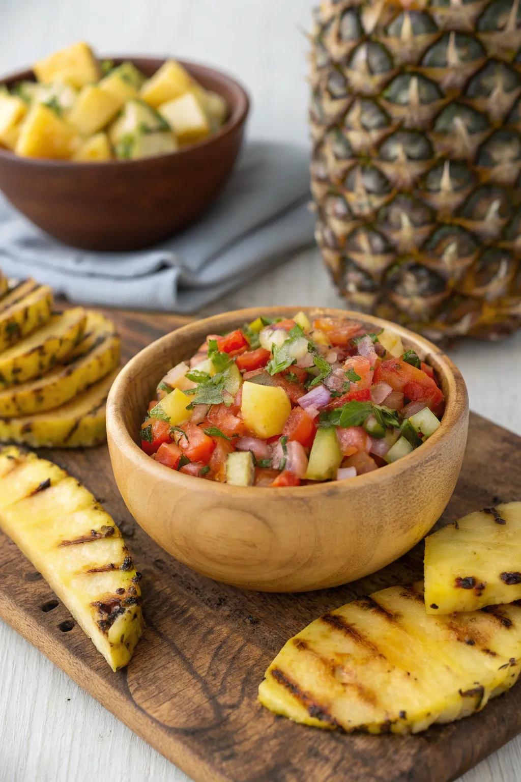 Pineapple salsa, a sweet and spicy companion for your grill night.
