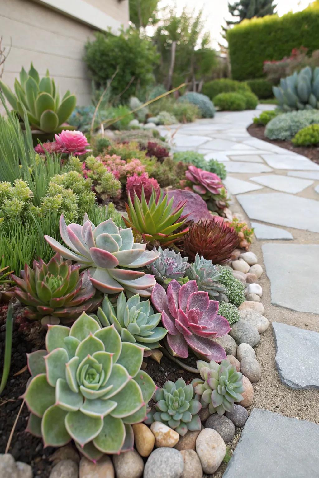 A colorful assortment of succulents thriving with minimal care.