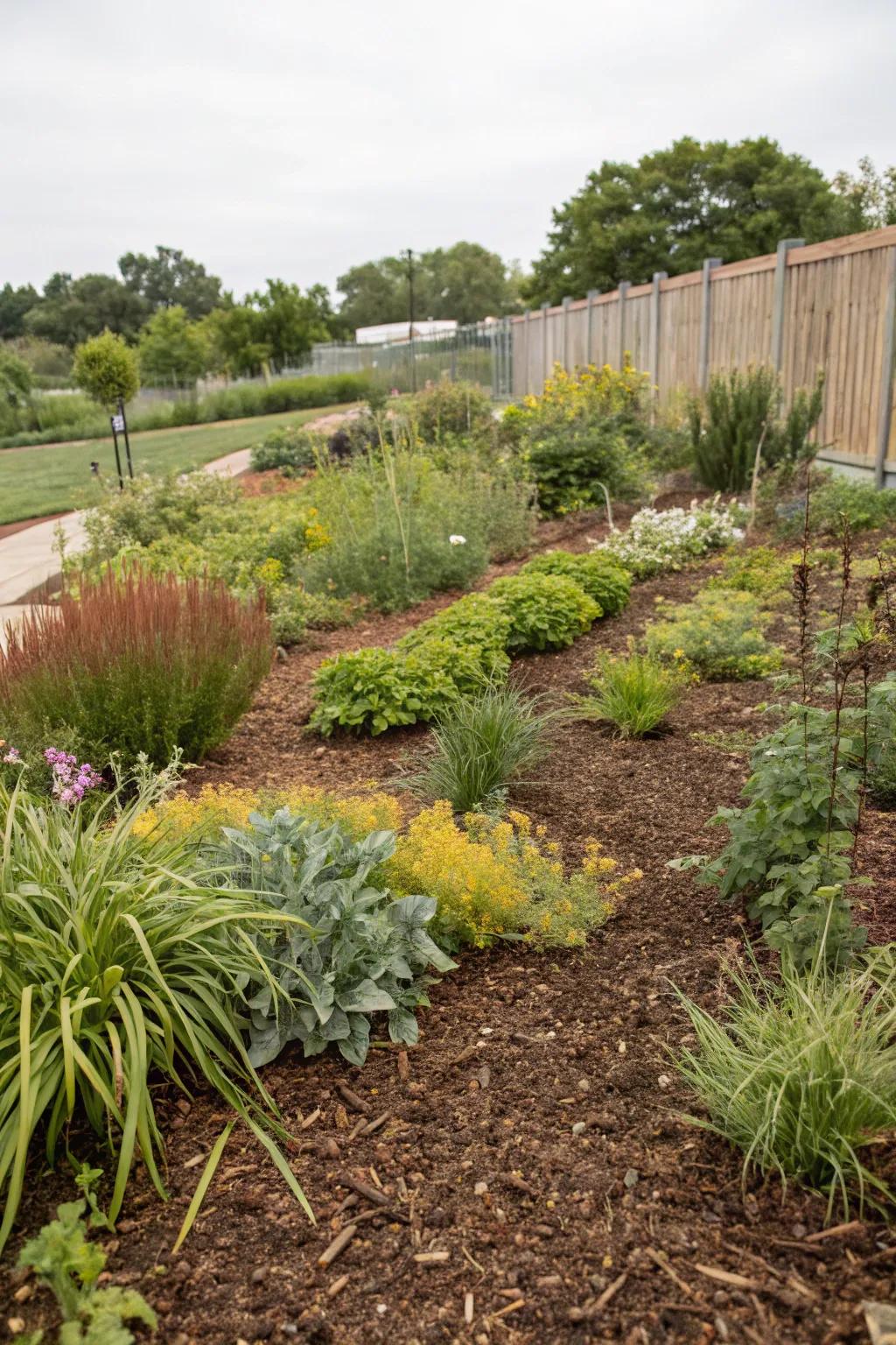 Mulch effectively retaining moisture and supporting plant health.