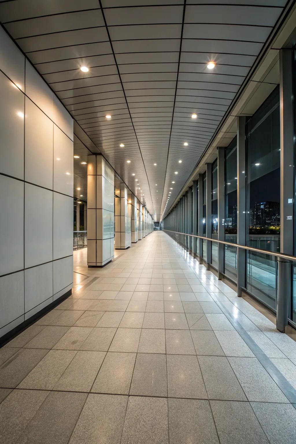 Large format tiles make a bold statement and enhance the sense of space.