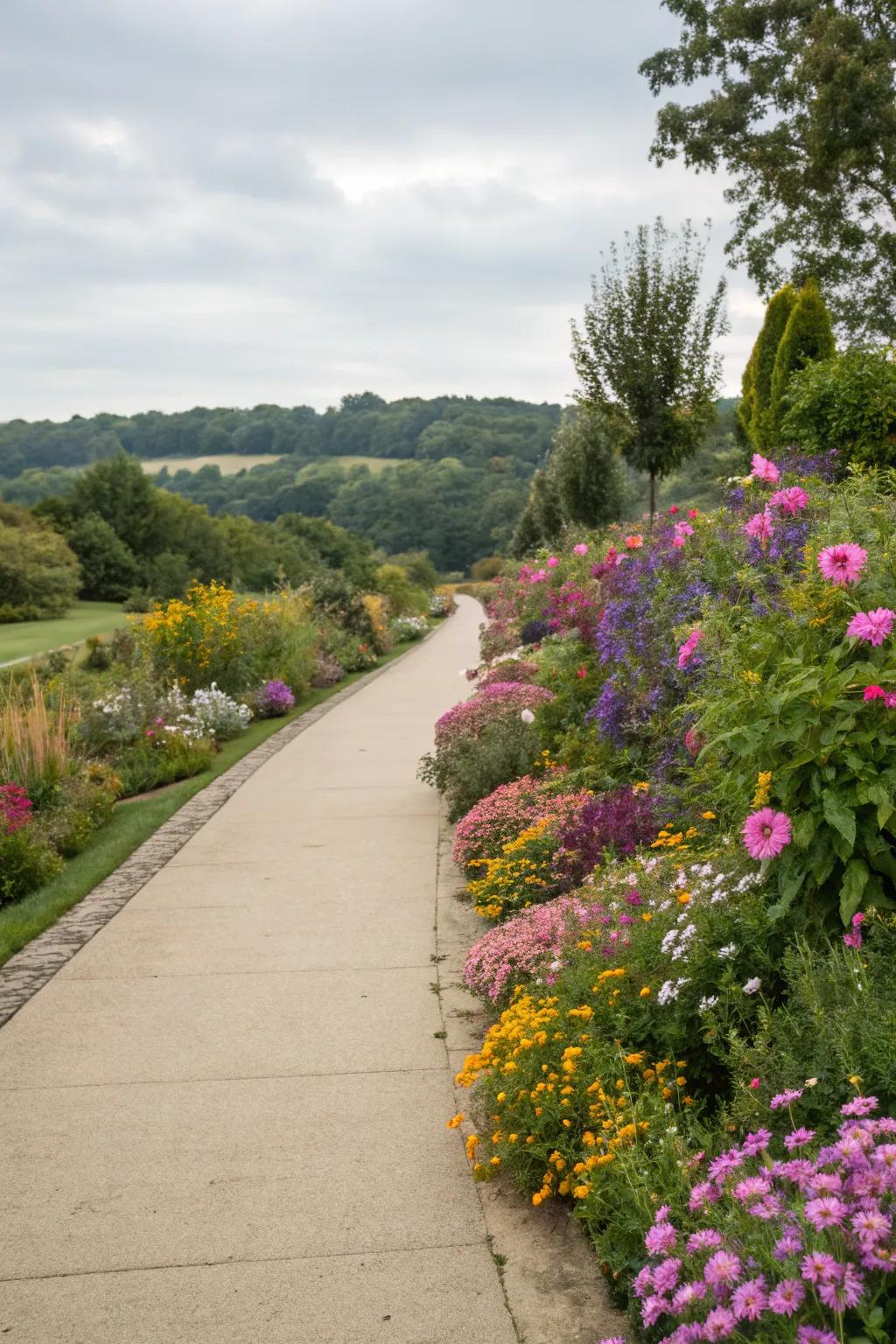 Seasonal planting keeps your walkway lively and ever-evolving.