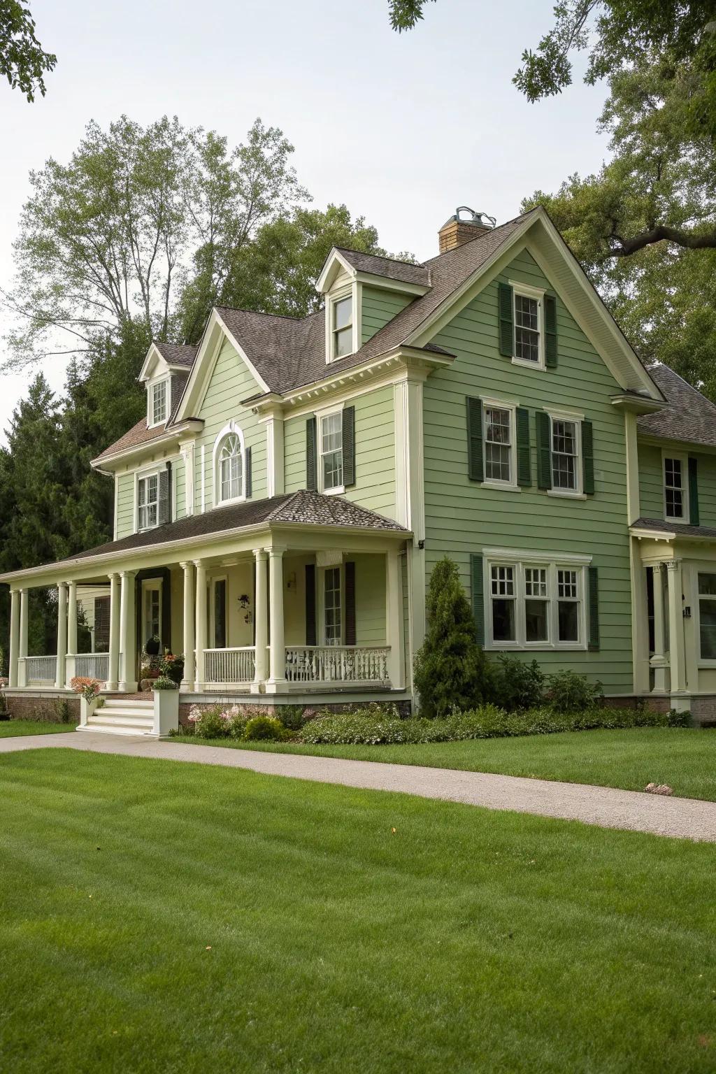 A refreshing take on colonial style with sage and cream.