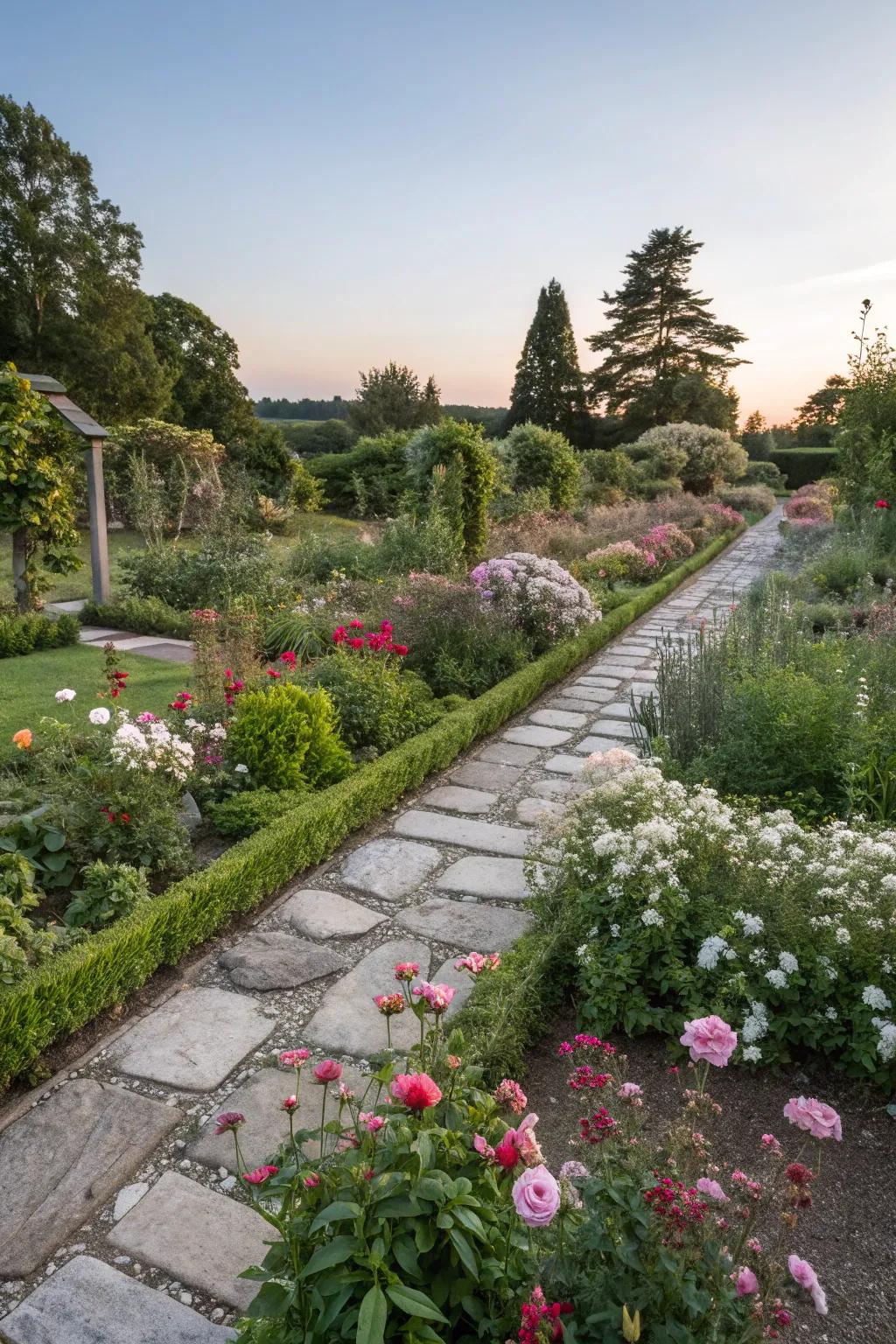Stone edging provides a clean finish to this well-maintained garden.