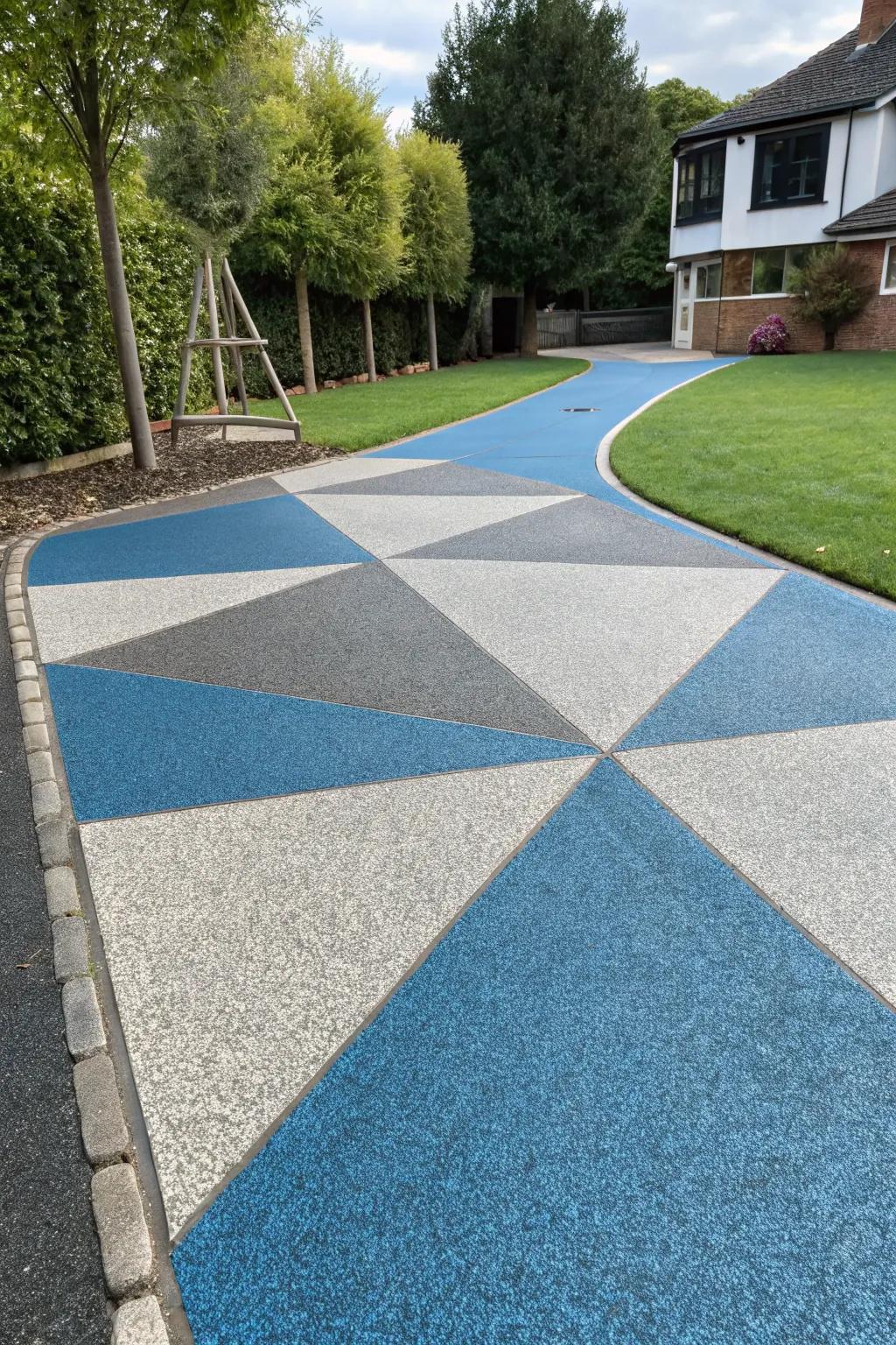Contrasting colors enhancing the appeal of a resin driveway.