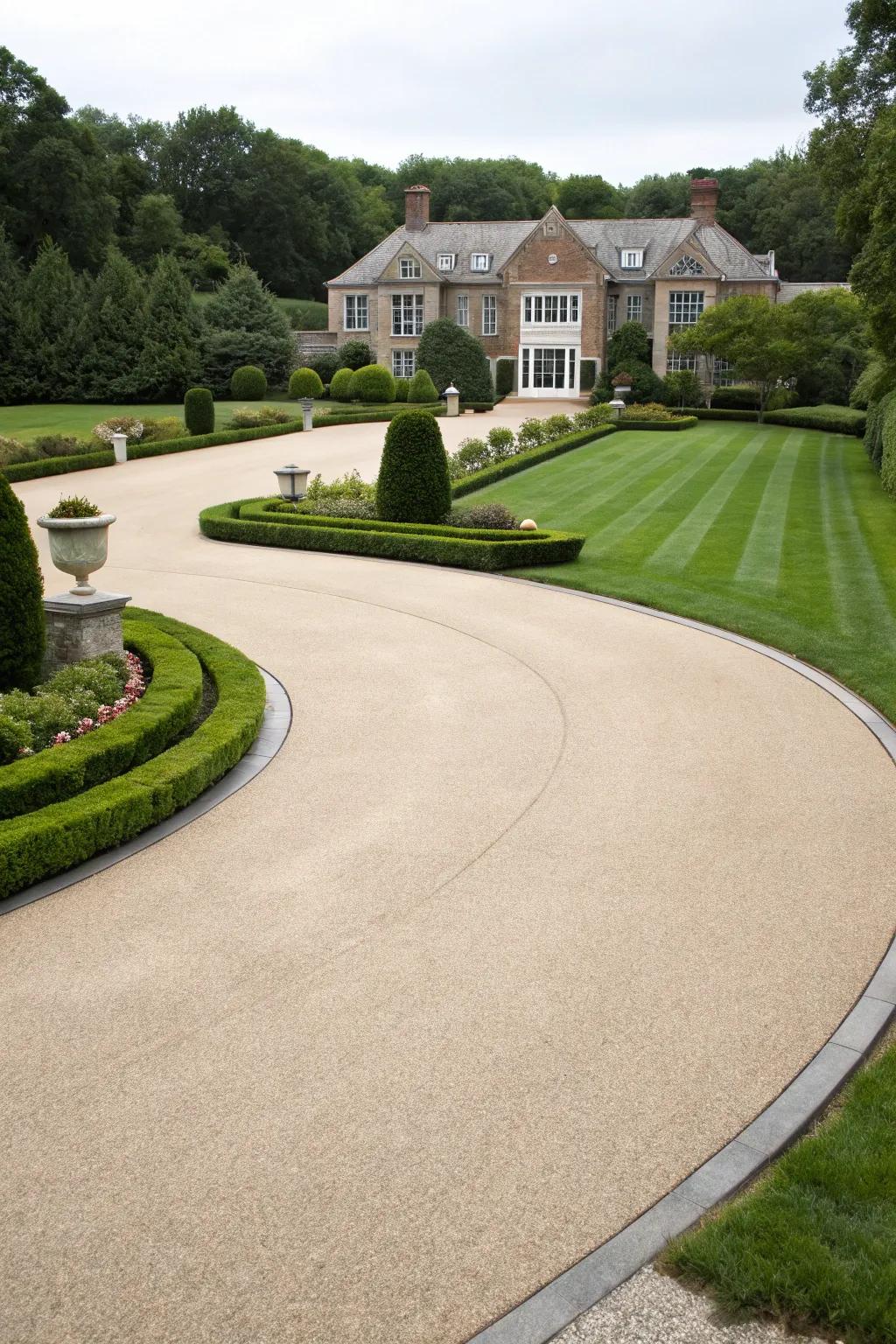 A circular resin driveway making a grand entrance.