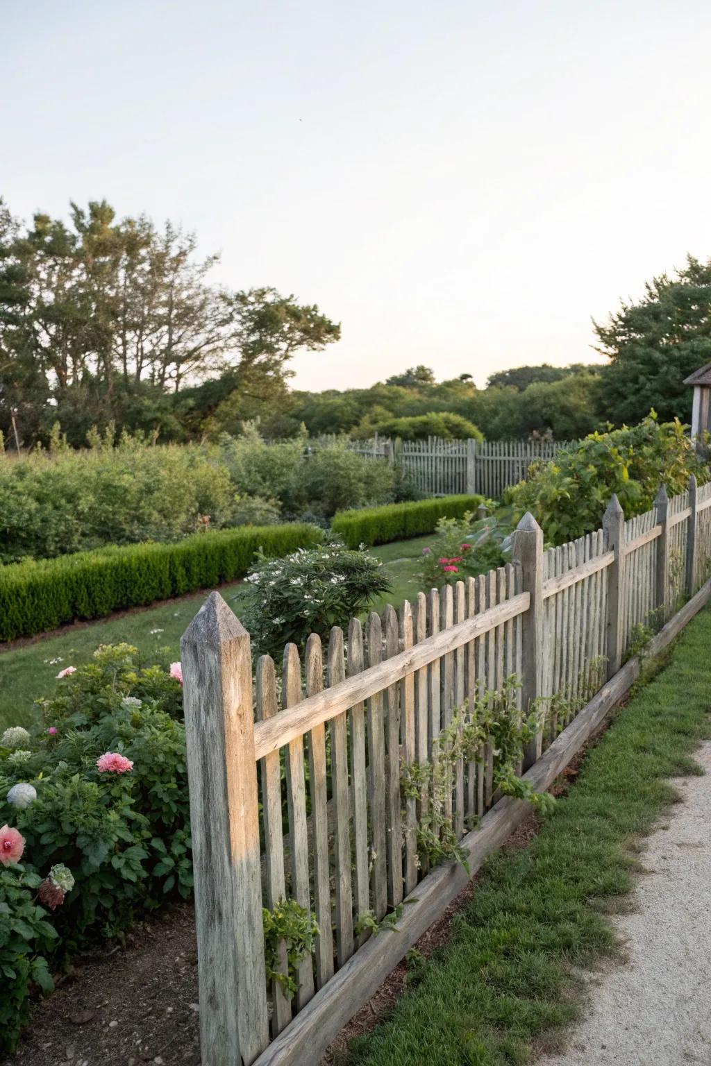 Simple borders define garden spaces with clean lines.