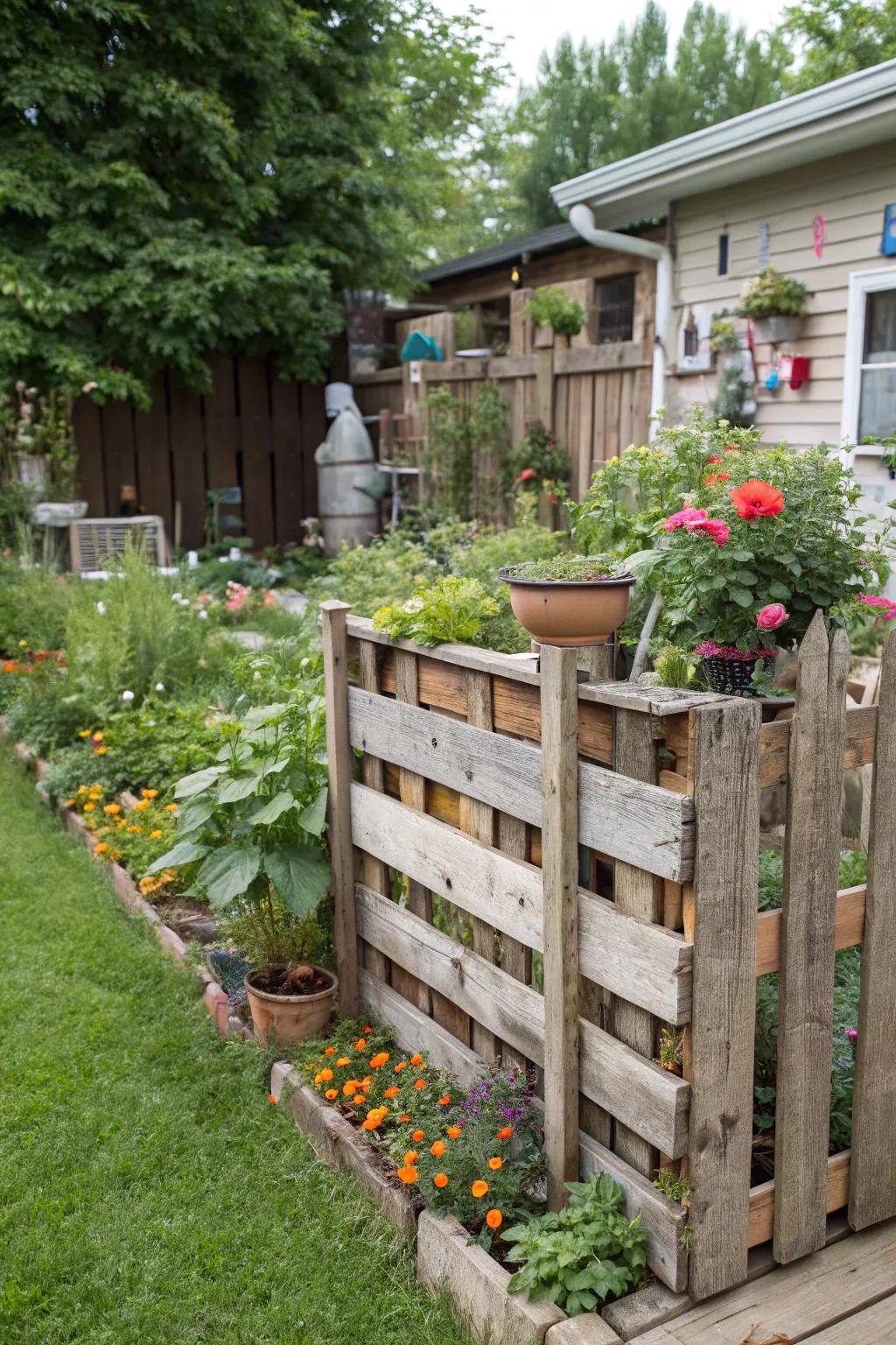 Pallet fences are an eco-friendly, creative DIY solution.