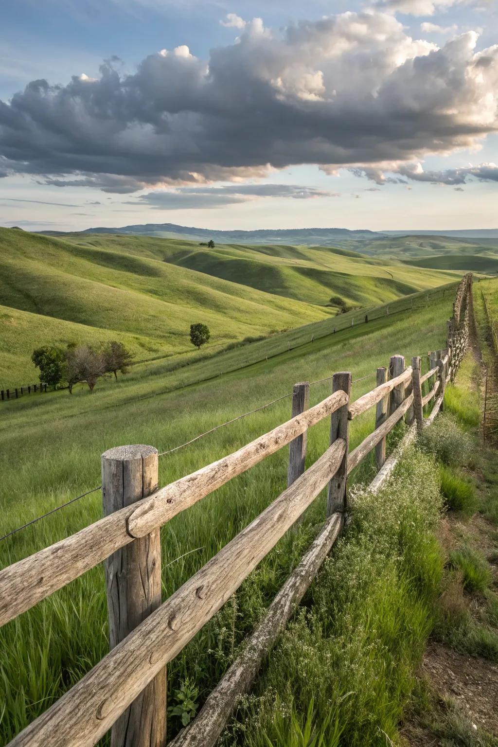 Split rail fences offer a traditional, unobtrusive boundary.