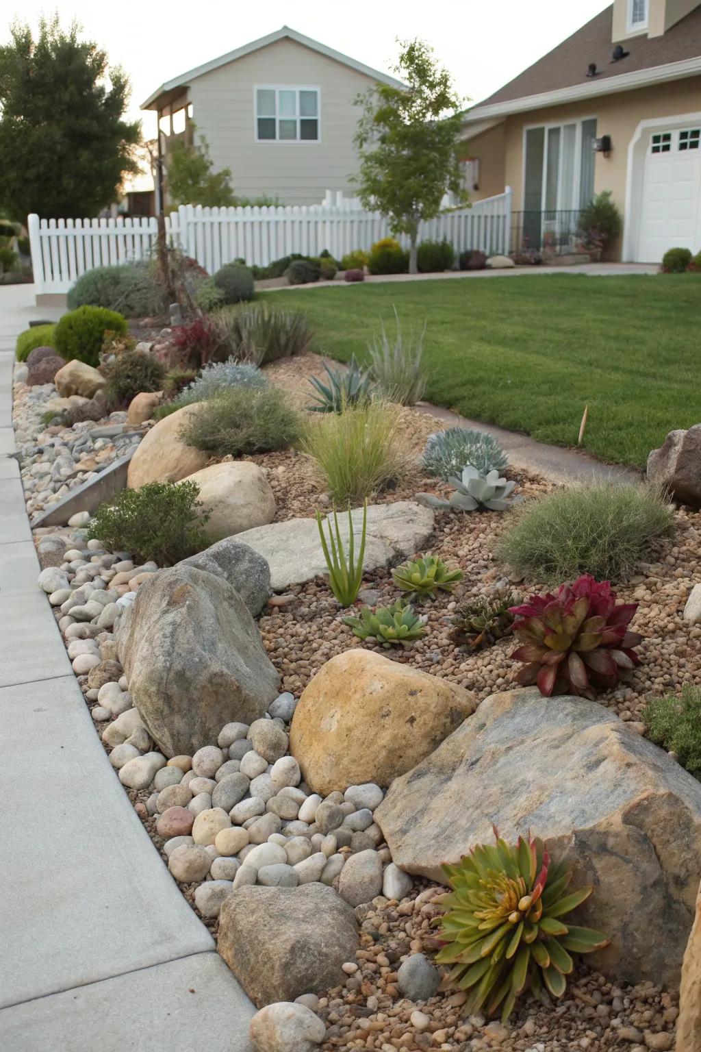 A captivating rock garden perfect for low-maintenance charm.