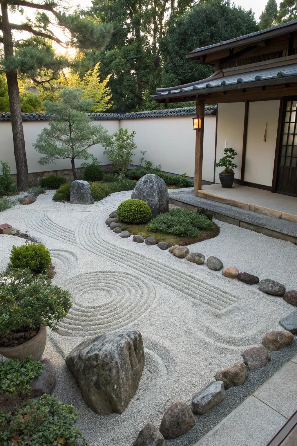 A soothing zen garden for relaxation and reflection.