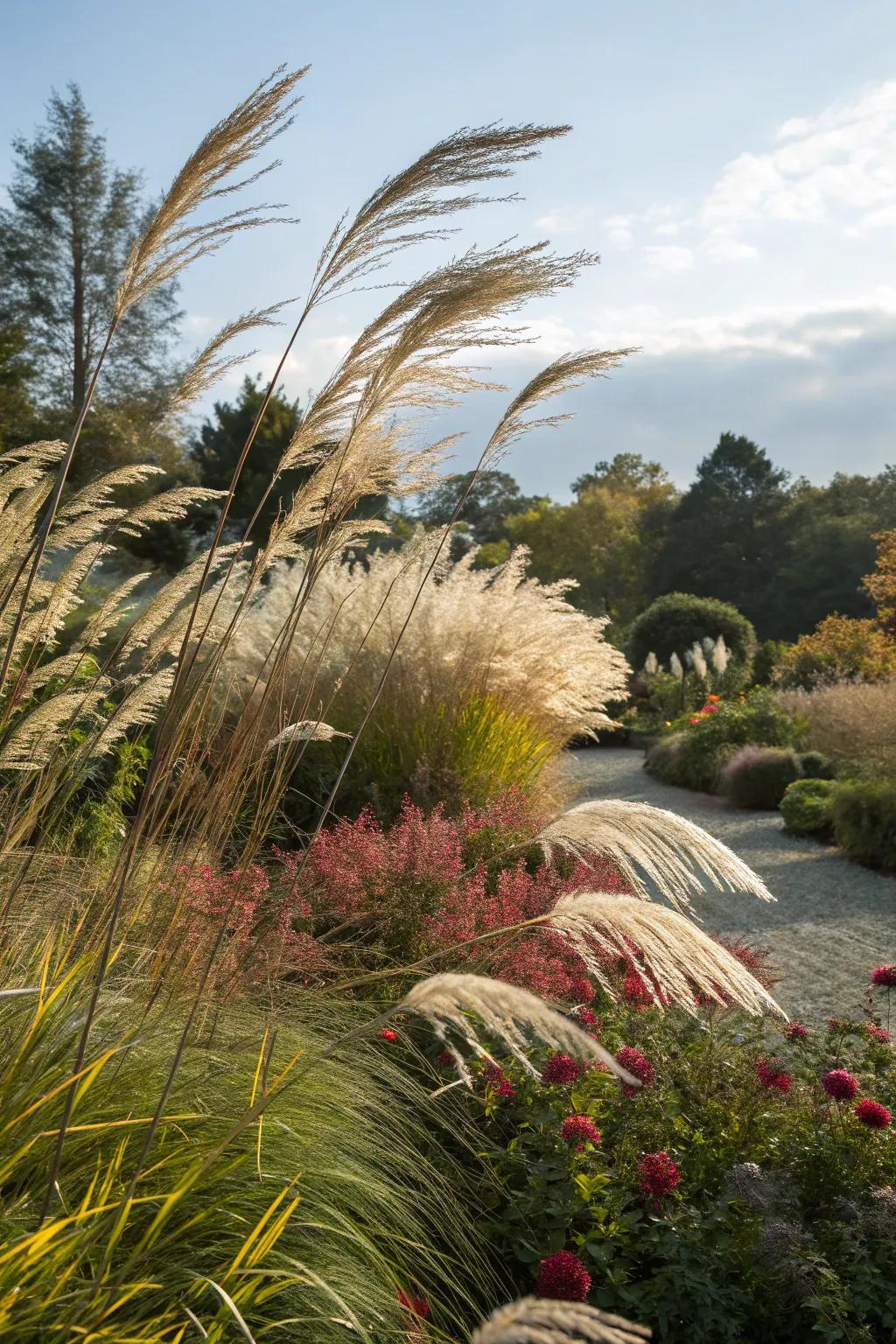 Ornamental grasses that dance with the breeze.