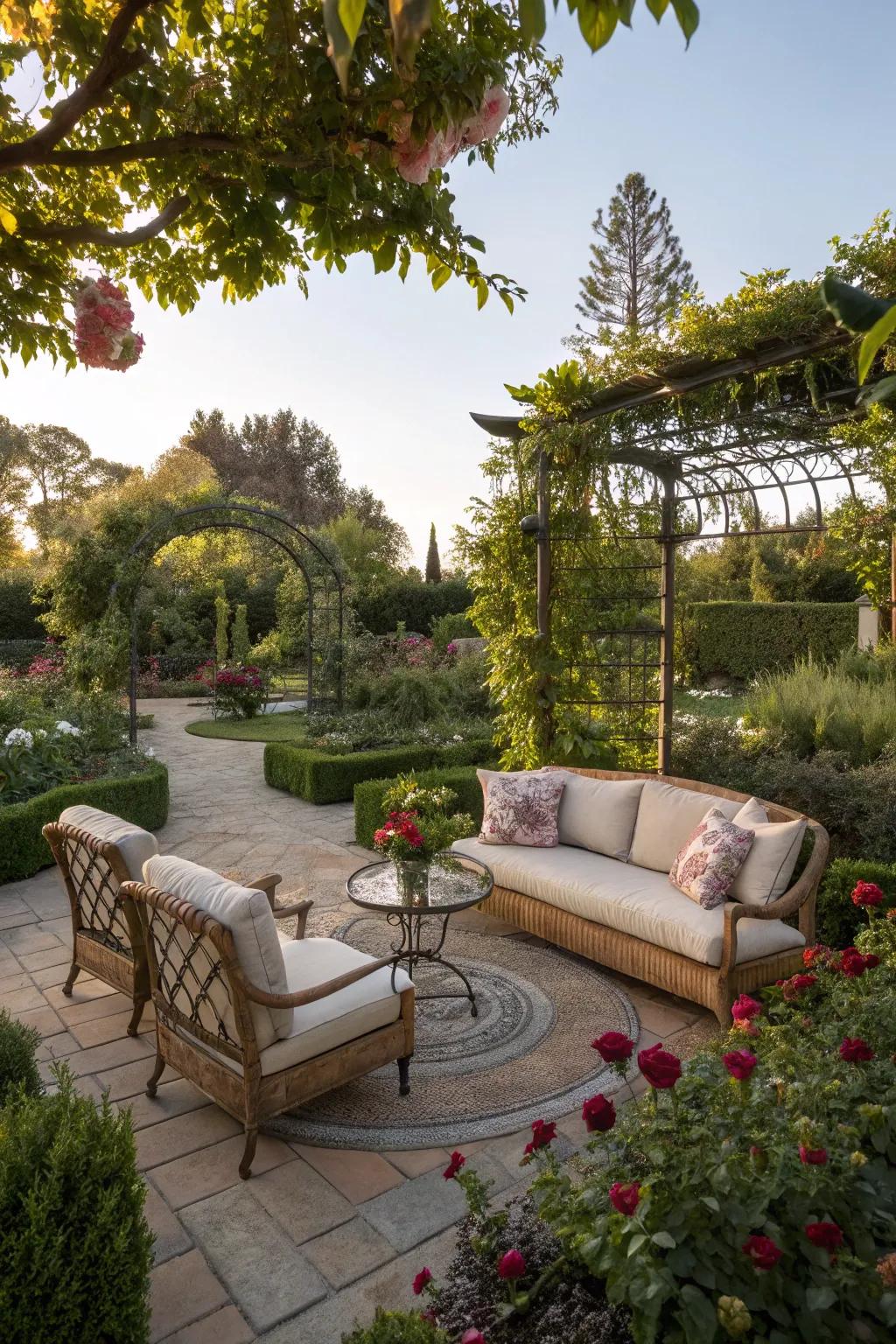 A charming seating area that invites relaxation and enjoyment.