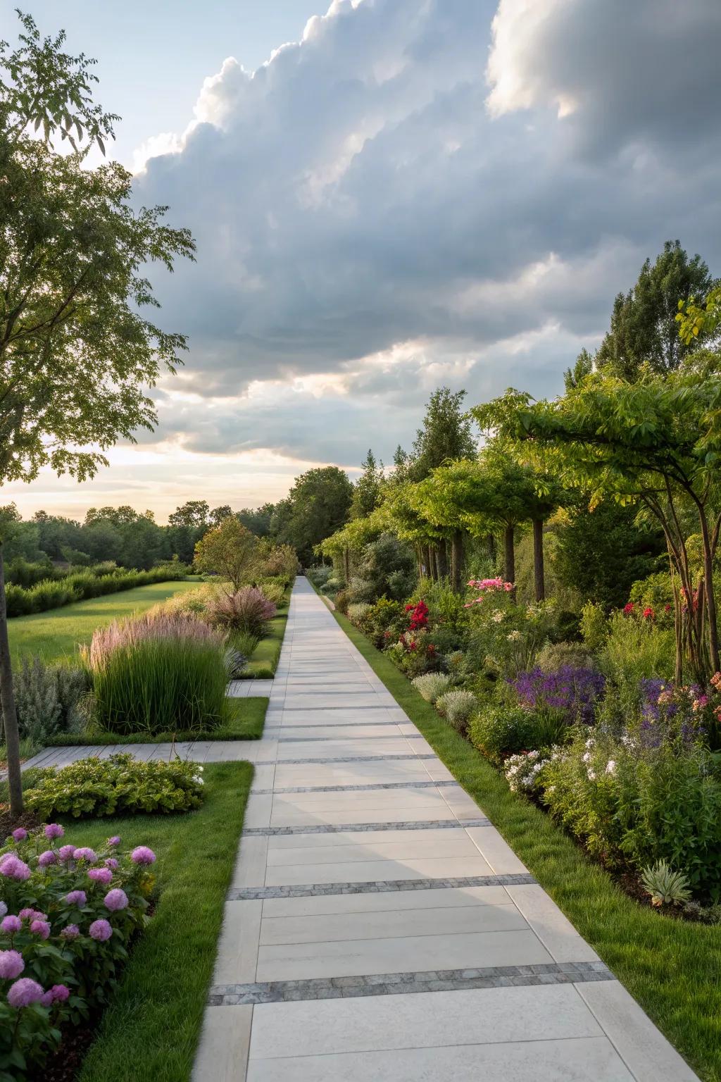 Modern laminate pathways that enhance garden design.