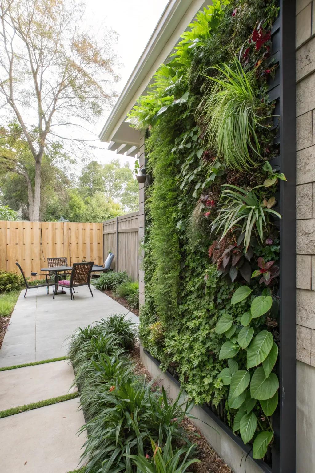 A lush vertical garden that maximizes space.