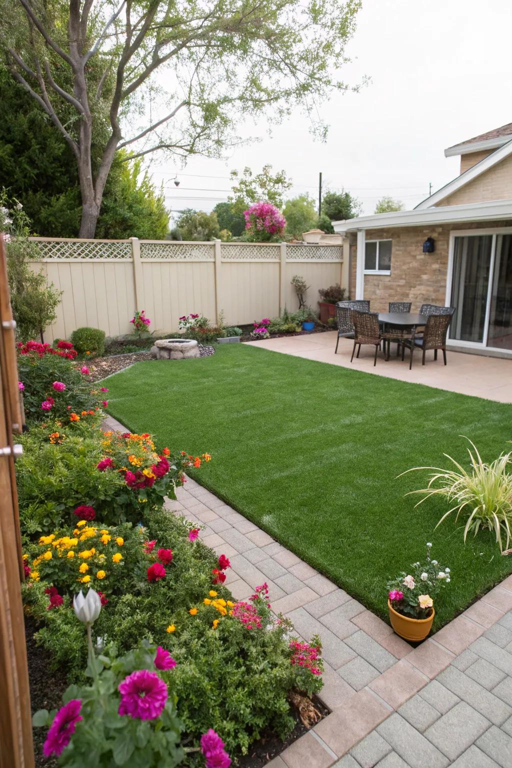 A sleek and maintenance-free artificial turf setup.